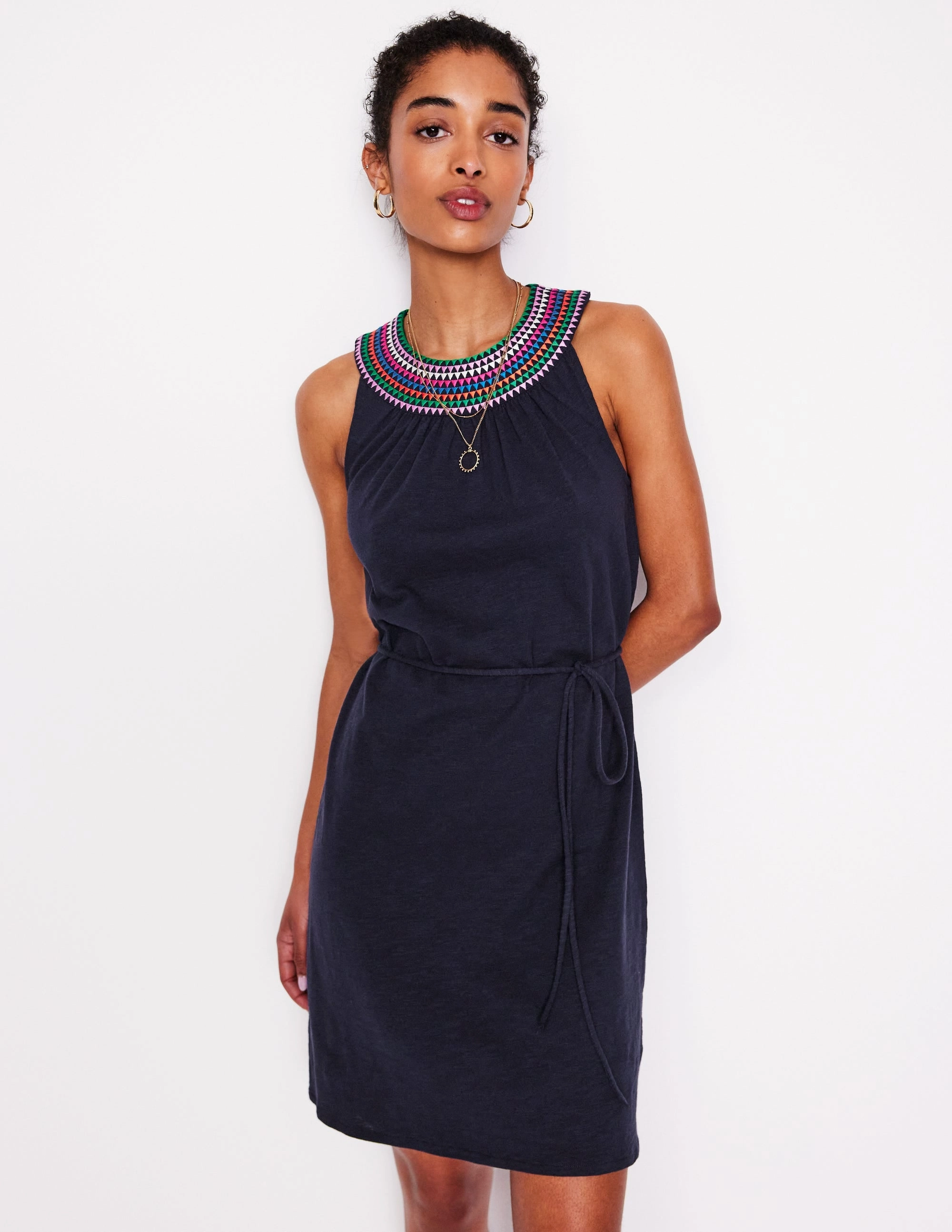 Chic Balance Evening Chic Eleni Embroidered Short Dress-Navy