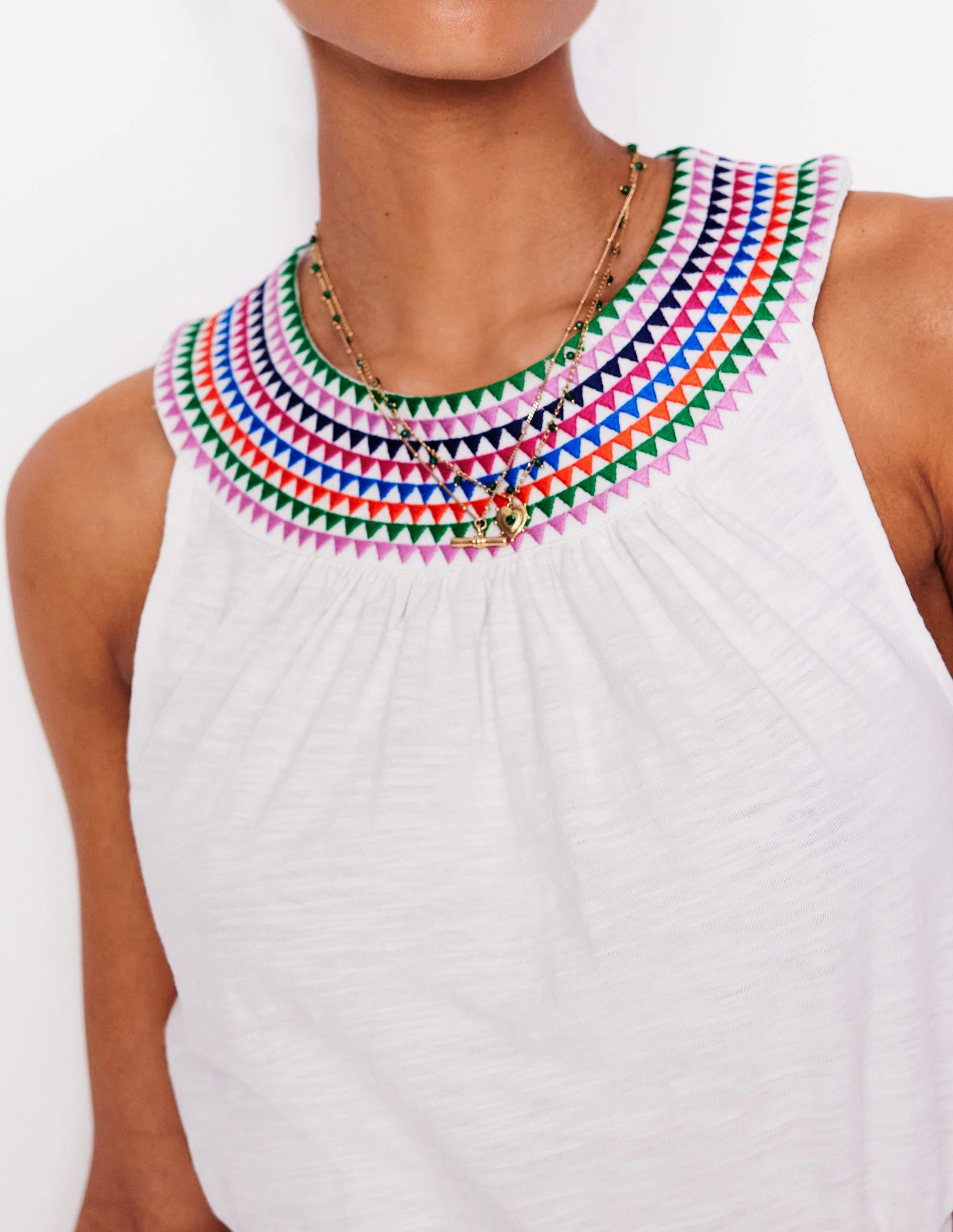 Eleni Embroidered Short Dress-White Trendy Layering Hand-Wash