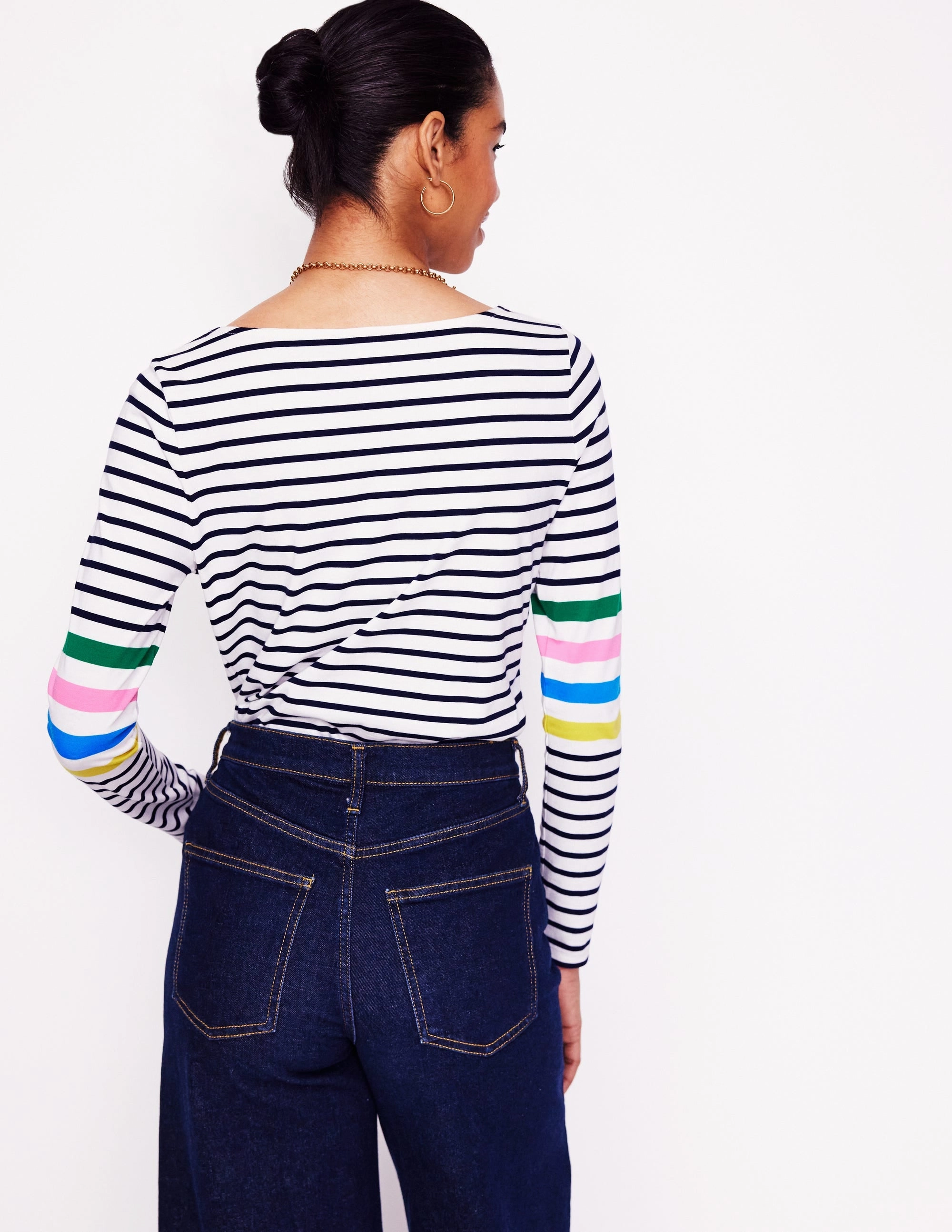 Ella Long Sleeve Breton-Ivory Multi Arm Placement Everyday Look Wear Sleek Stretch