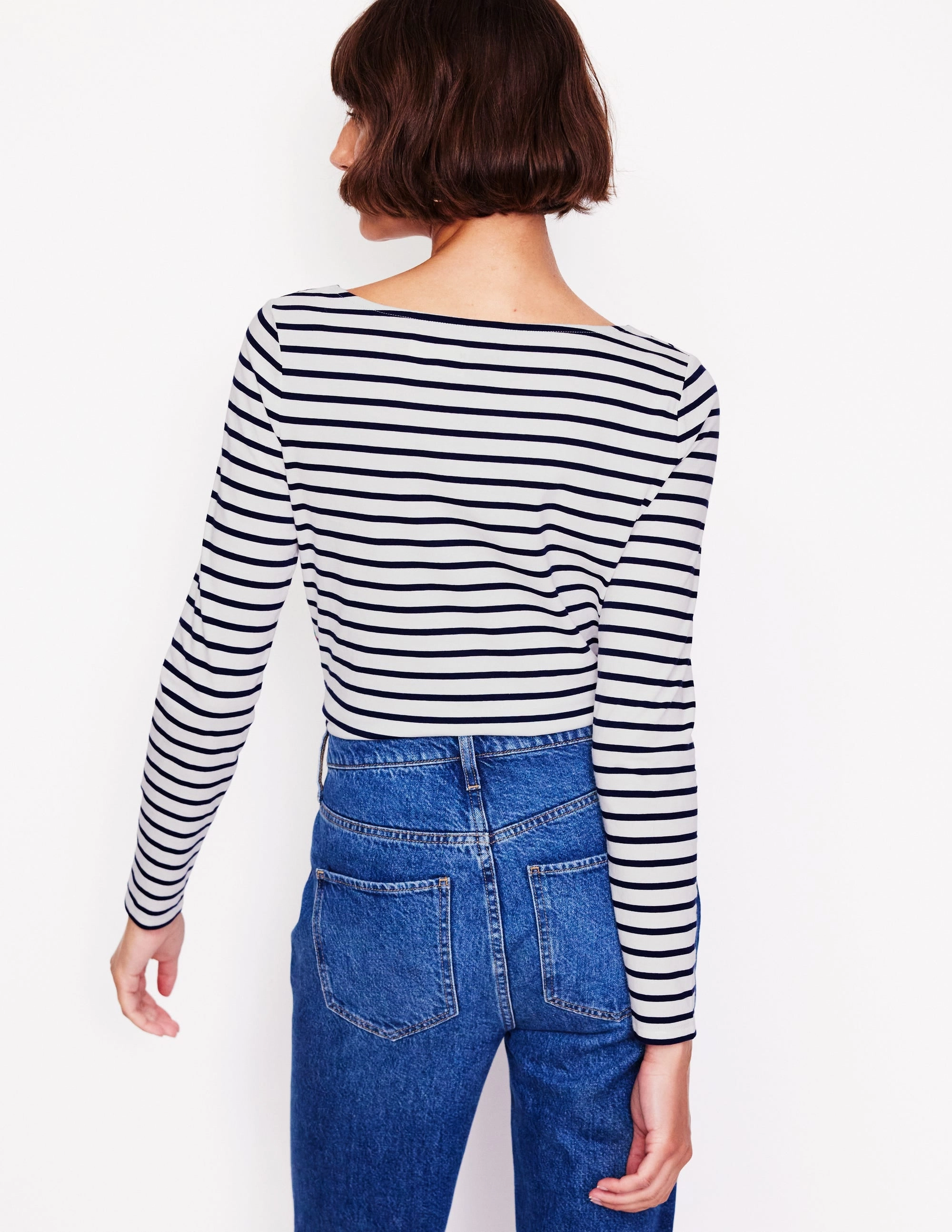 Ella Long Sleeve Breton-Ivory, Navy, Falalala NoSideSeams
