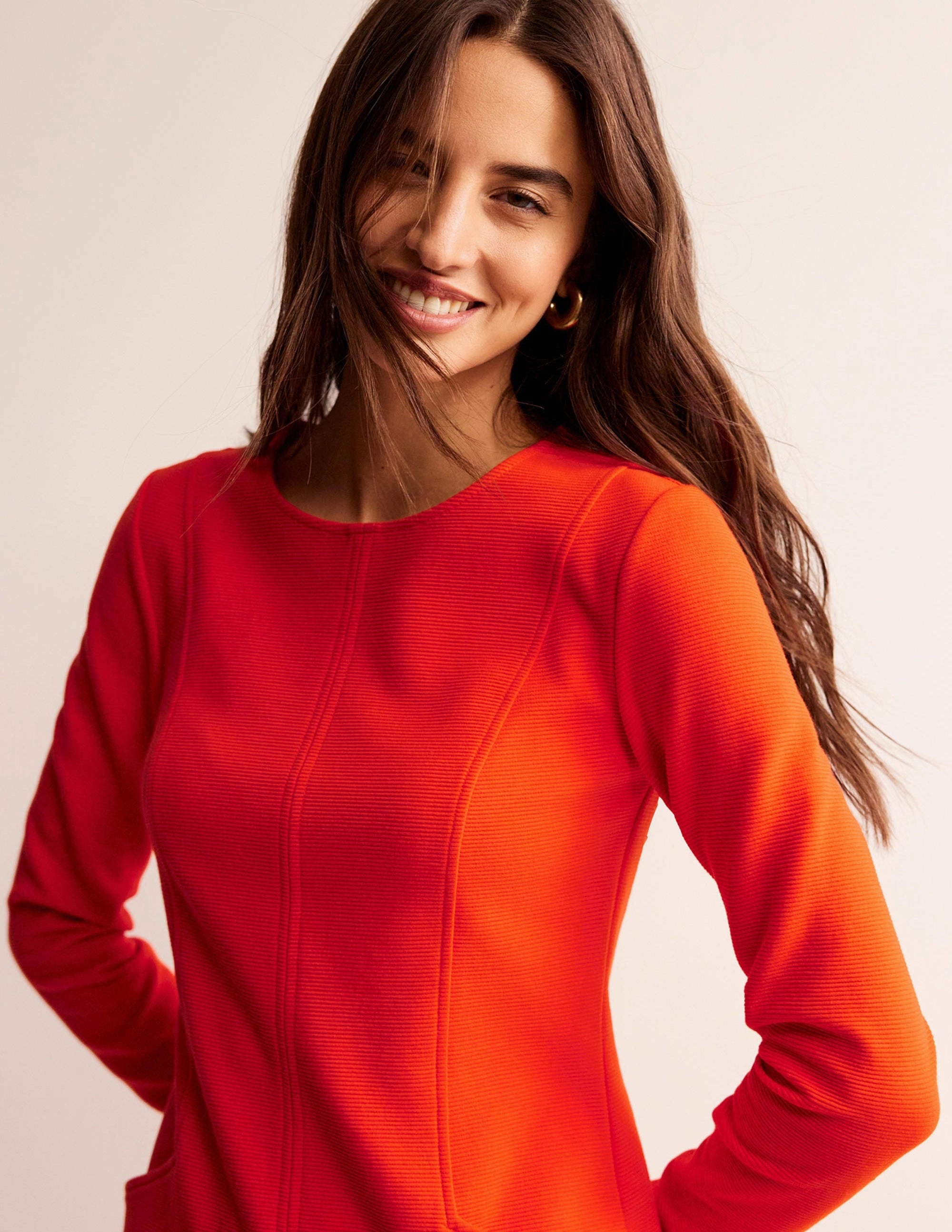 Ellen Ottoman Dress-Fiesta Orange Elegant Look Tasteful Detail