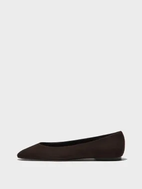 Ellie Suede Almond-Toe Flats Sky Glow Modern Classic Design