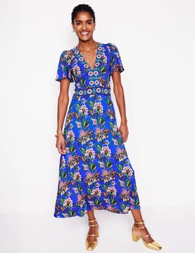 Ellie Flutter Maxi Tea Dress-Gallery Blue, Botanica Terrace Bold Color Semi Formal