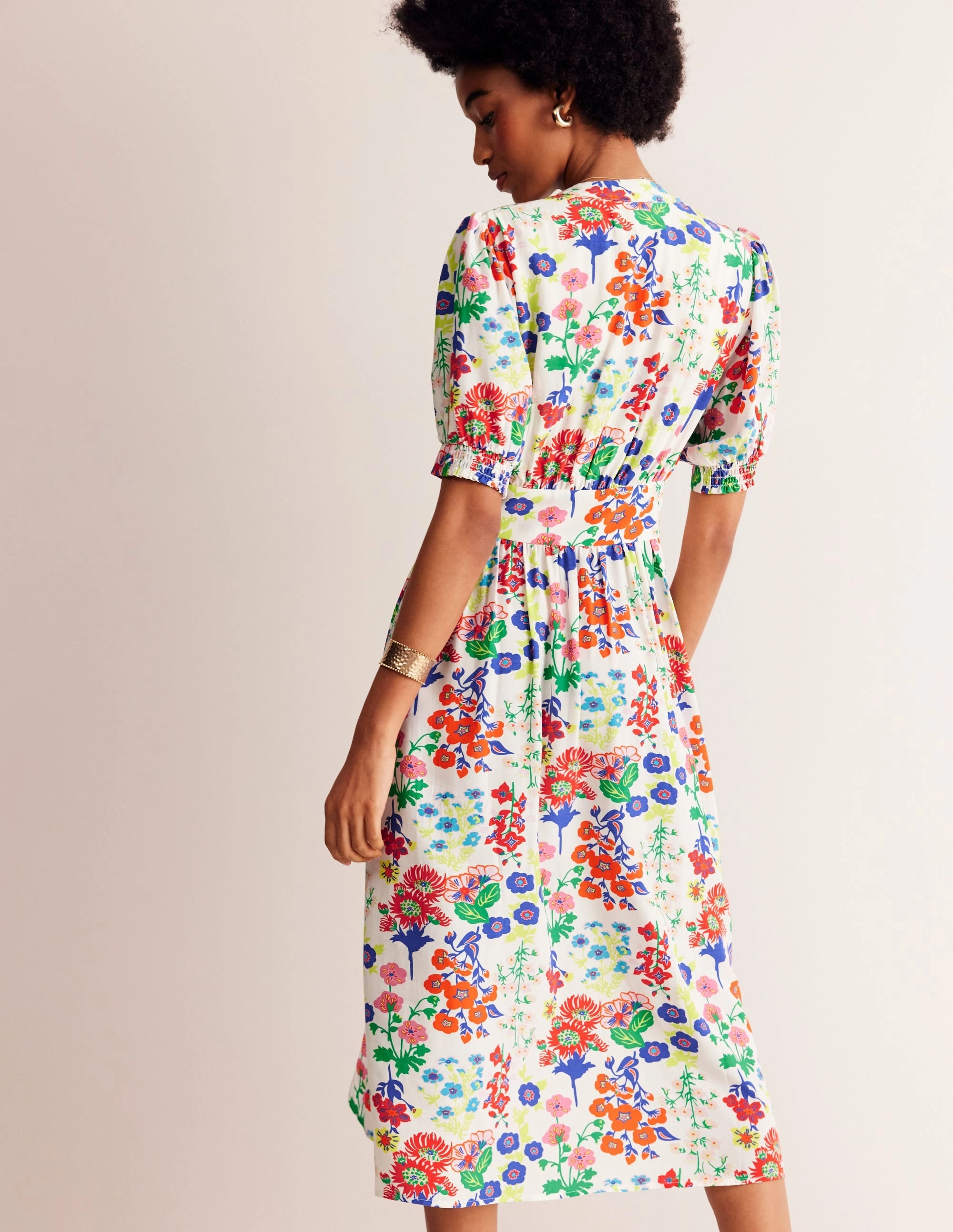 Elsa Midi Tea Dress-Multi, Wildflower Cluster Everyday-Use