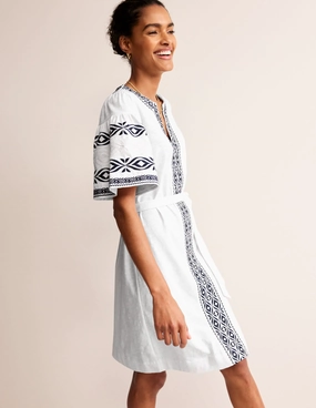 Embroidered Jersey Short Dress-White Soft Design