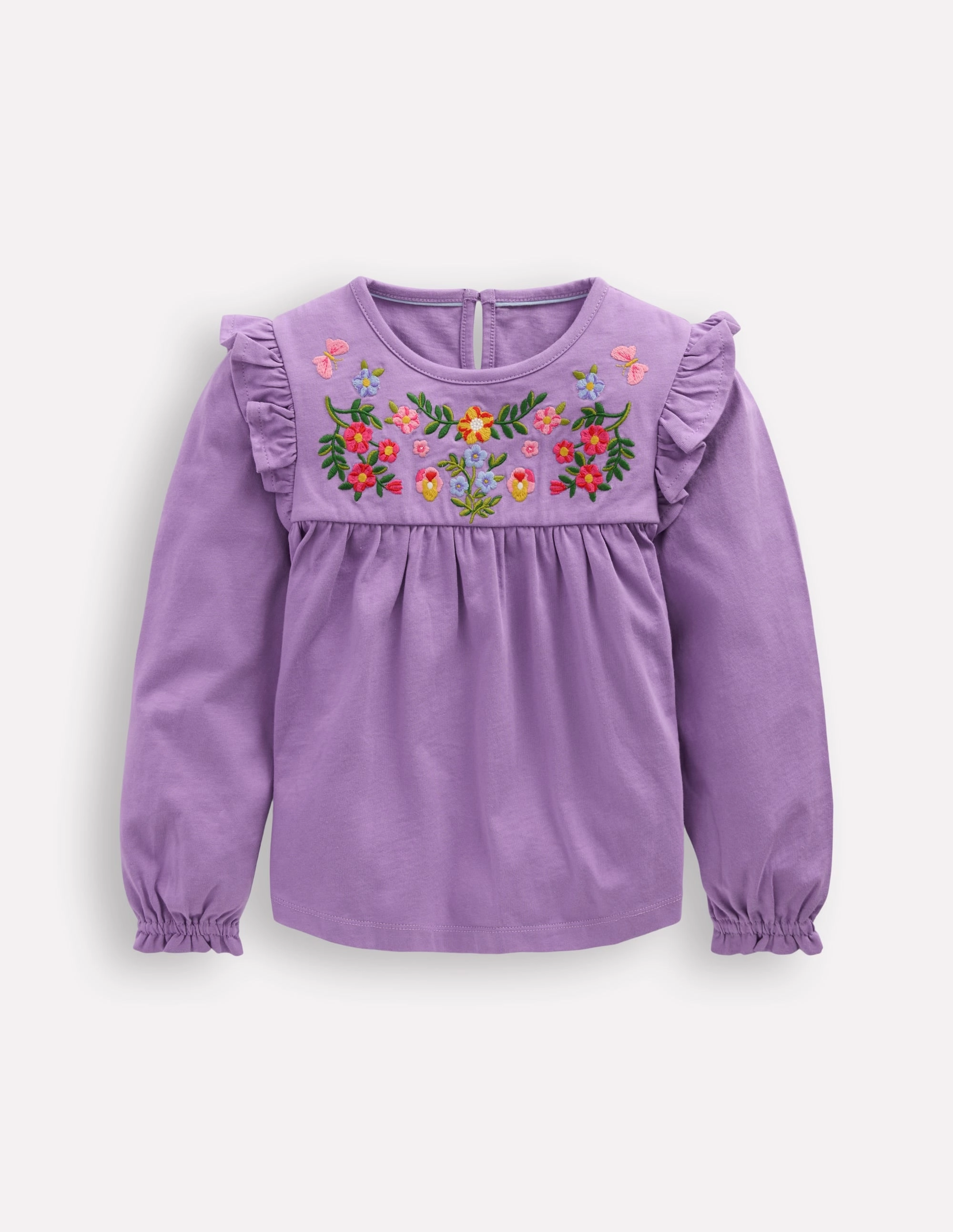 Durable Material Embroidered Jersey Yoke Top-Aster Purple Embroidery
