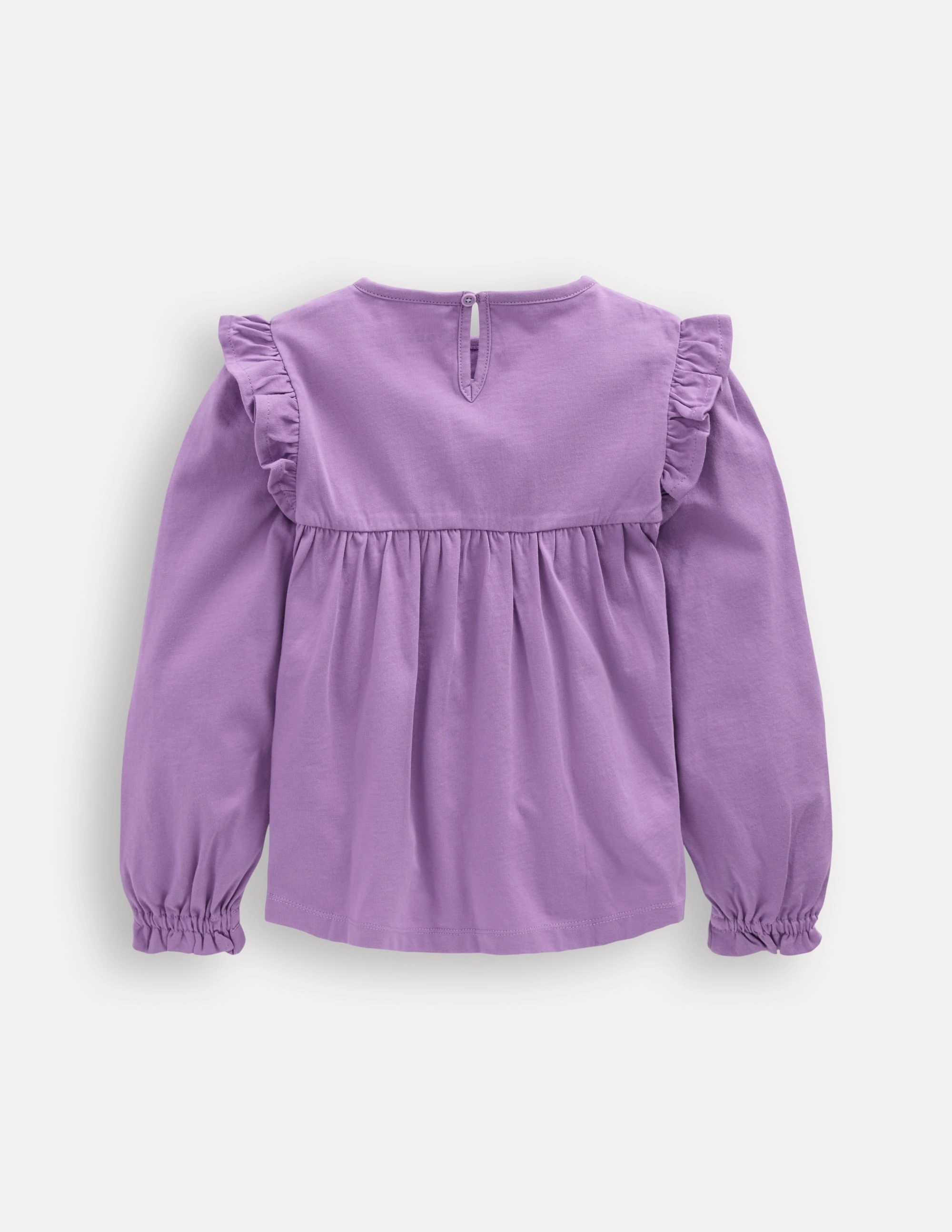 Embroidered Jersey Yoke Top-Aster Purple Embroidery Classic and Comfy