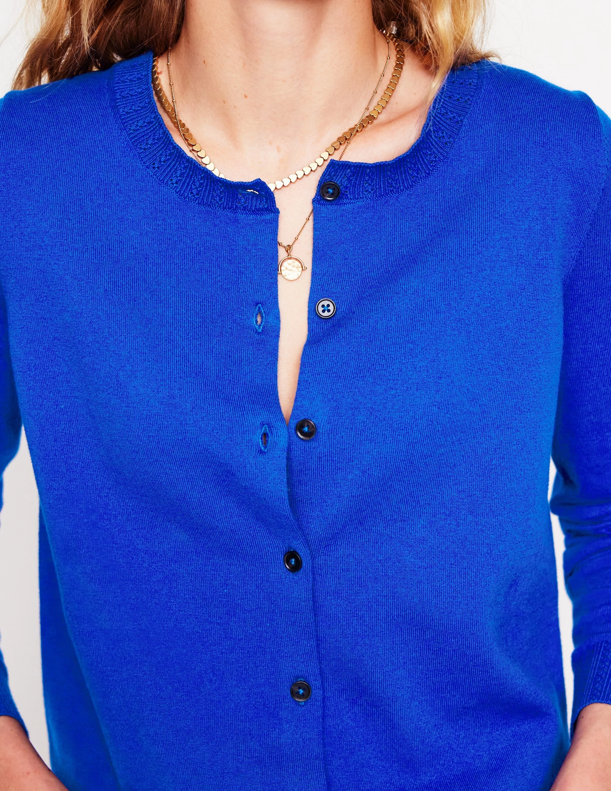 Emilia Cotton Crew Cardigan-Bright Blue OekoTex Certified Clean Finish