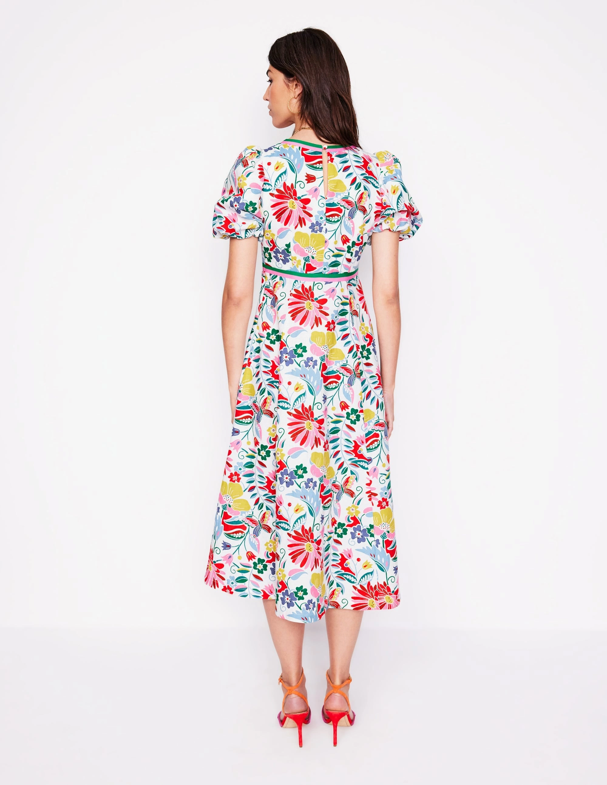 Empire Linen Tea Dress-Multi, Wildflower Trail Chic and Elegant