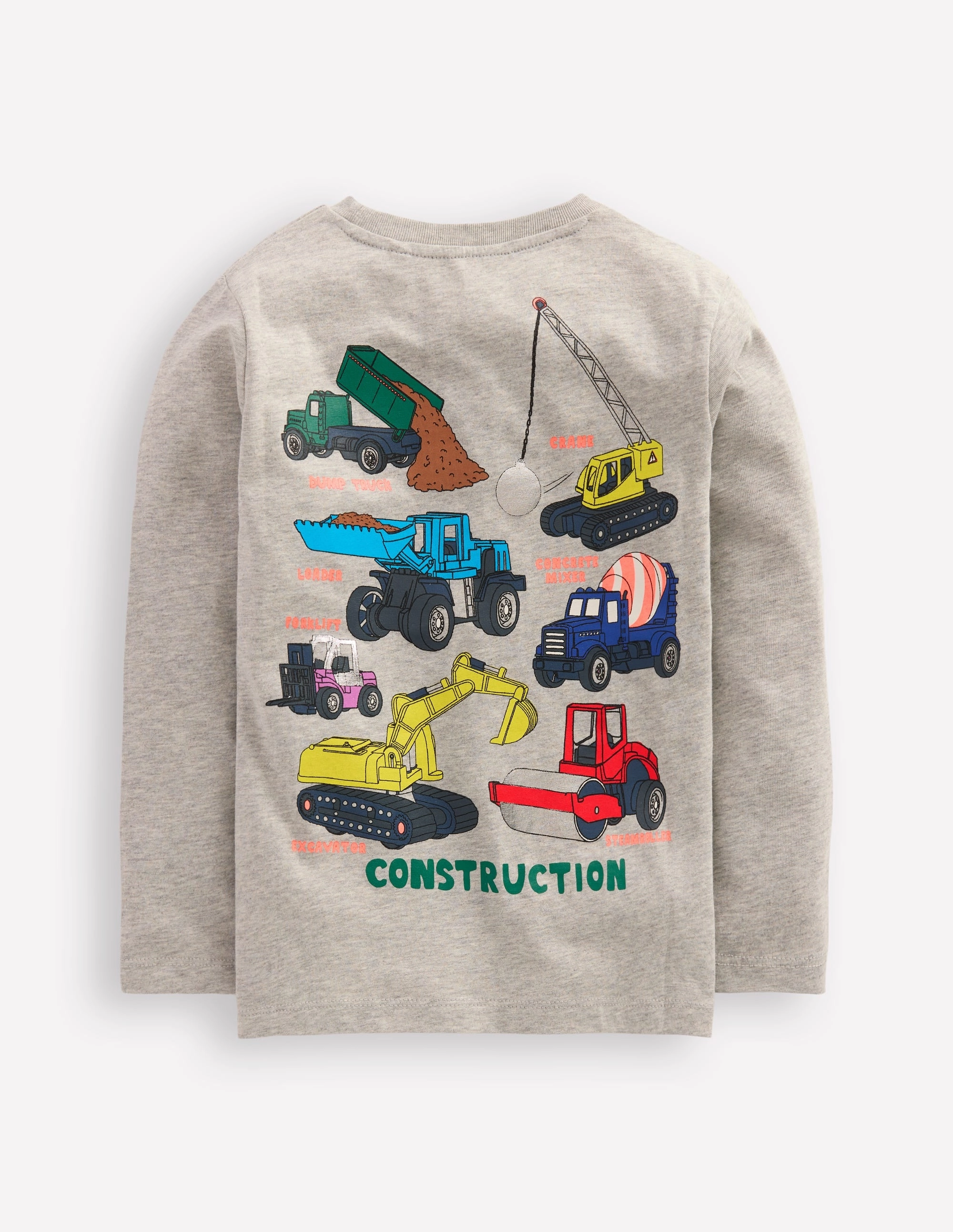 Front & Back Printed T-shirt-Grey Marl Vehicles skinny but not tight