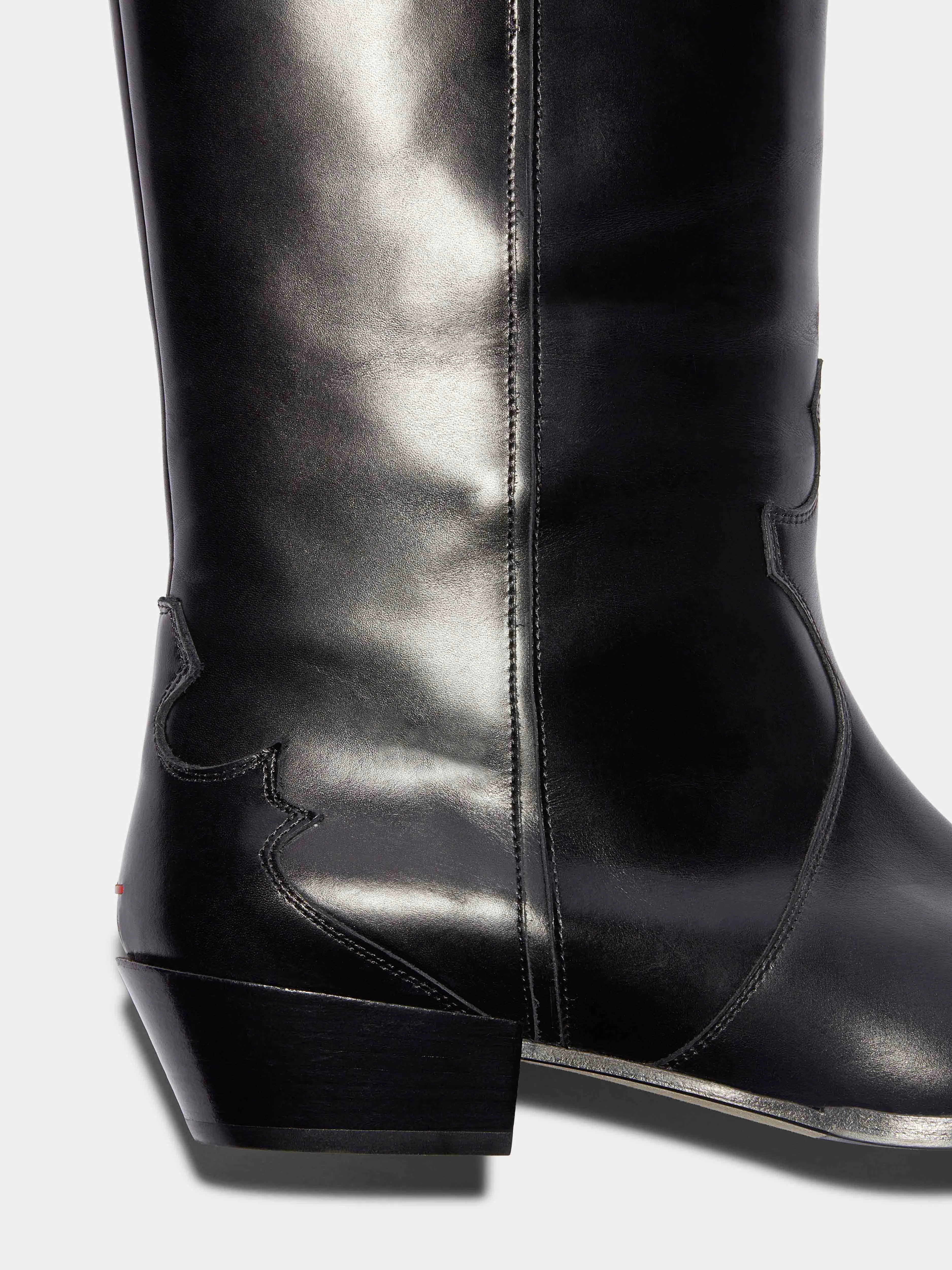 Aruna Leather Knee-High Cowboy Boots Utility Design