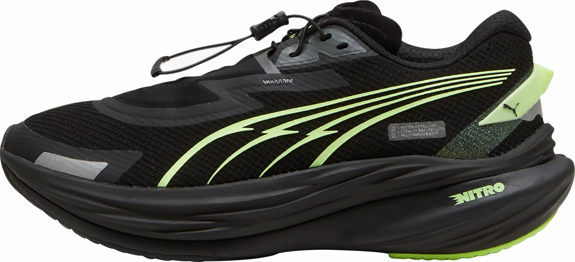 Puma Deviate Nitro 3 WTR  Womens Running Shoes - Black Durable Carbon Rubber increase stability