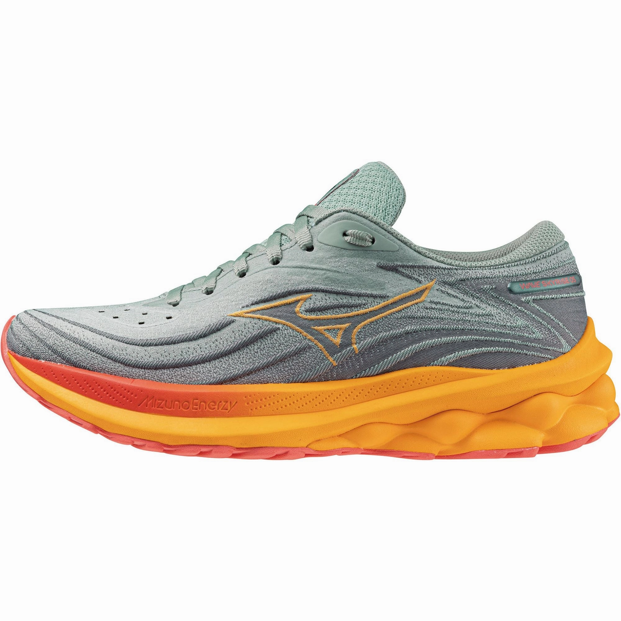 Rolling Motion Shock   Proof Mizuno Wave Skyrise 5 Womens Running Shoes - Green