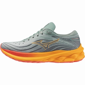 Rolling Motion Shock   Proof Mizuno Wave Skyrise 5 Womens Running Shoes - Green