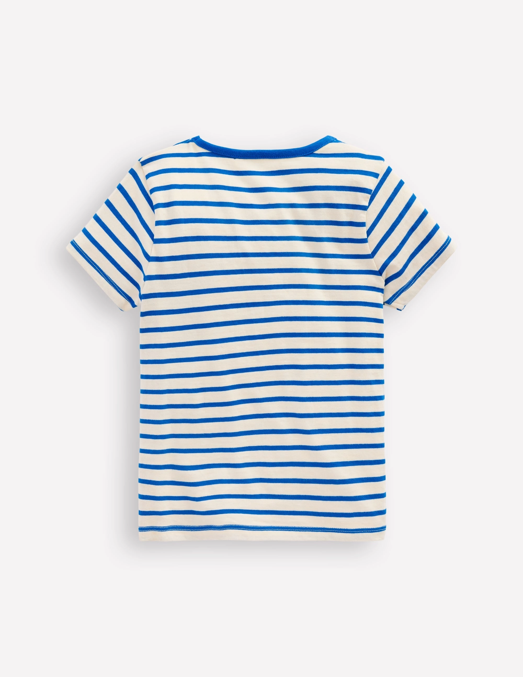 Short Sleeve Appliqu?? T-shirt-Peacock Plume Blue/Soft Ivory Minimalist Stitching