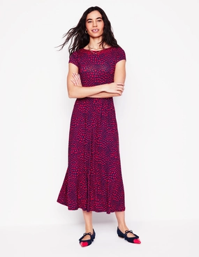 Day Glow Melanie Jersey Midi Dress-French Navy, Heart Cluster