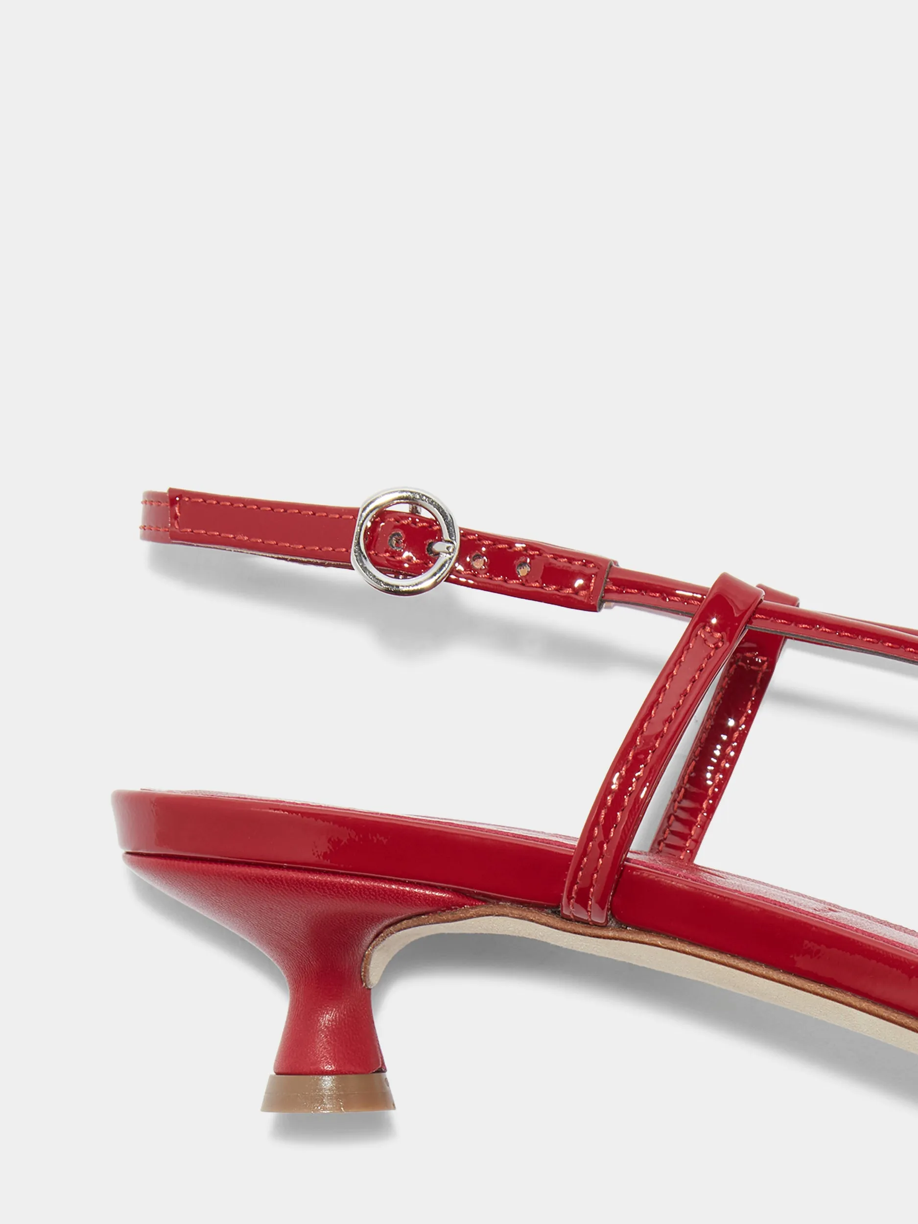 Rhonda Leather Kitten-Heel Sandals Open Heel Sandals