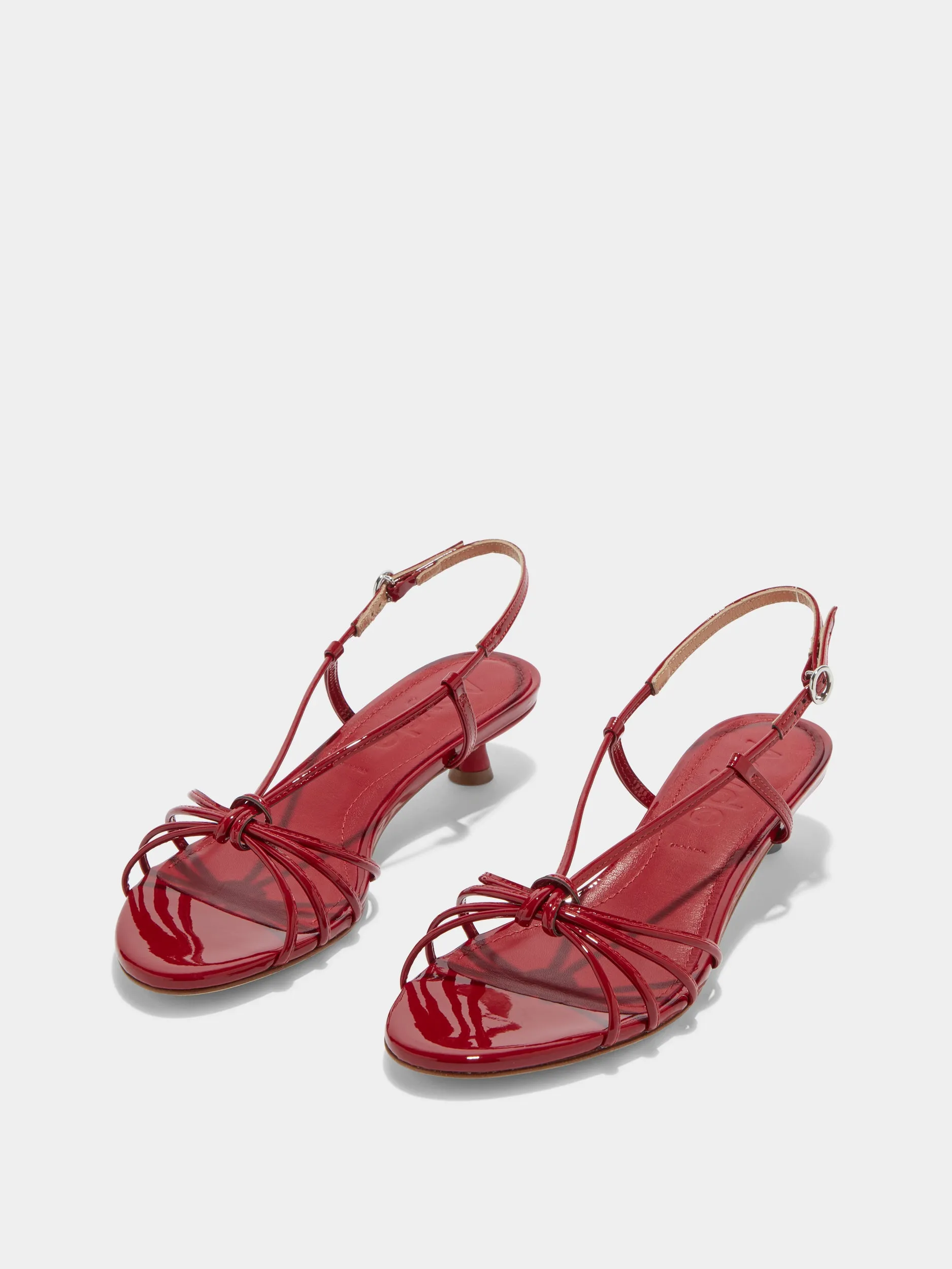 Rhonda Leather Kitten-Heel Sandals Evening Pumps Summer Wedding Heels