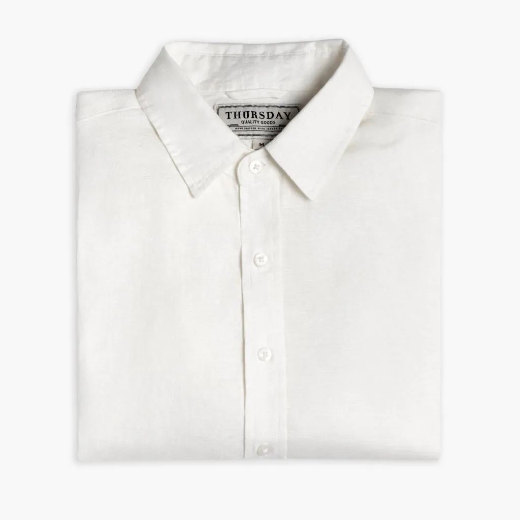 Loose style Lightweight Fabric Linen Shirt | White