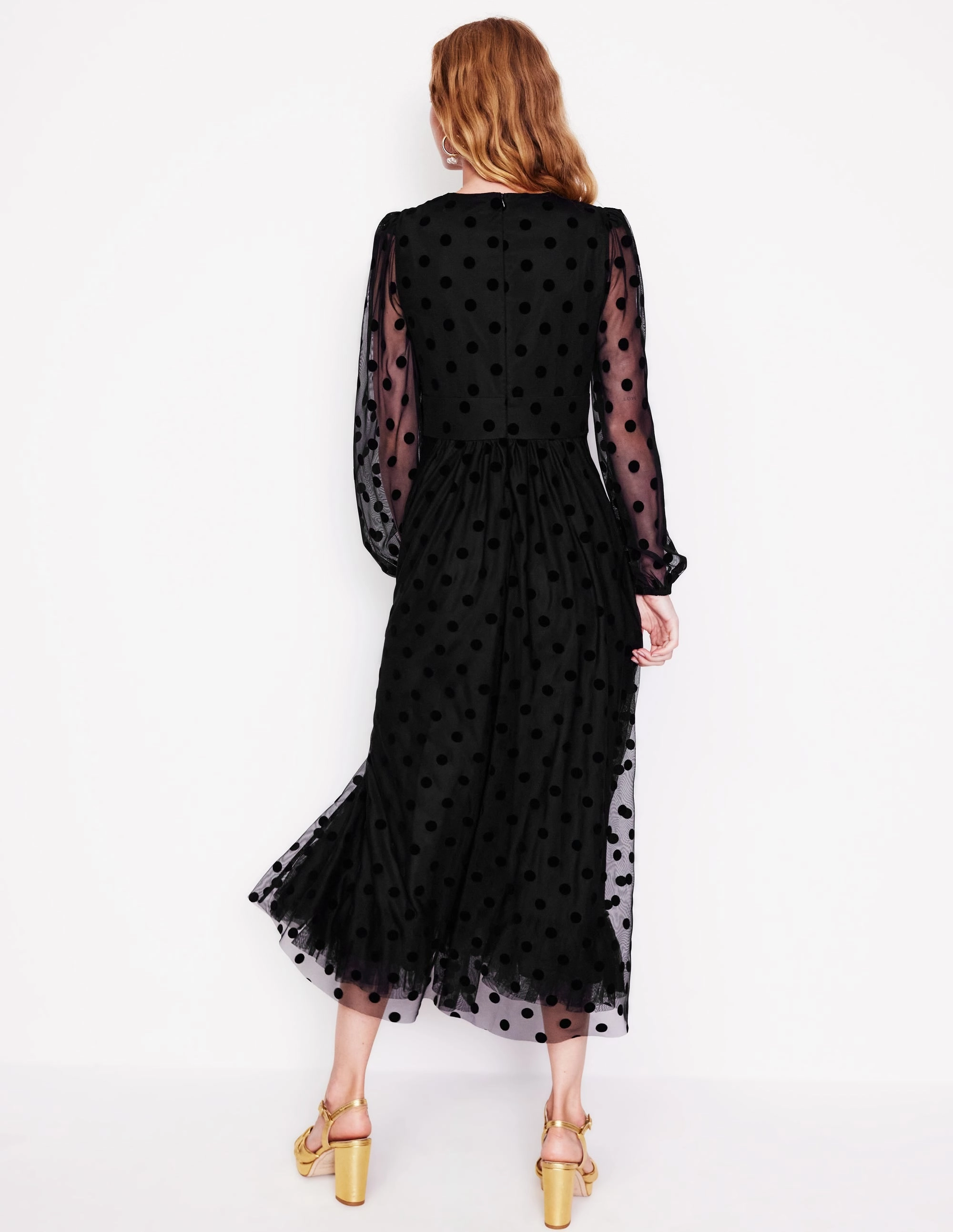 Christina Tulle Midi Dress-Black, Spots Feminine Style Love Blend