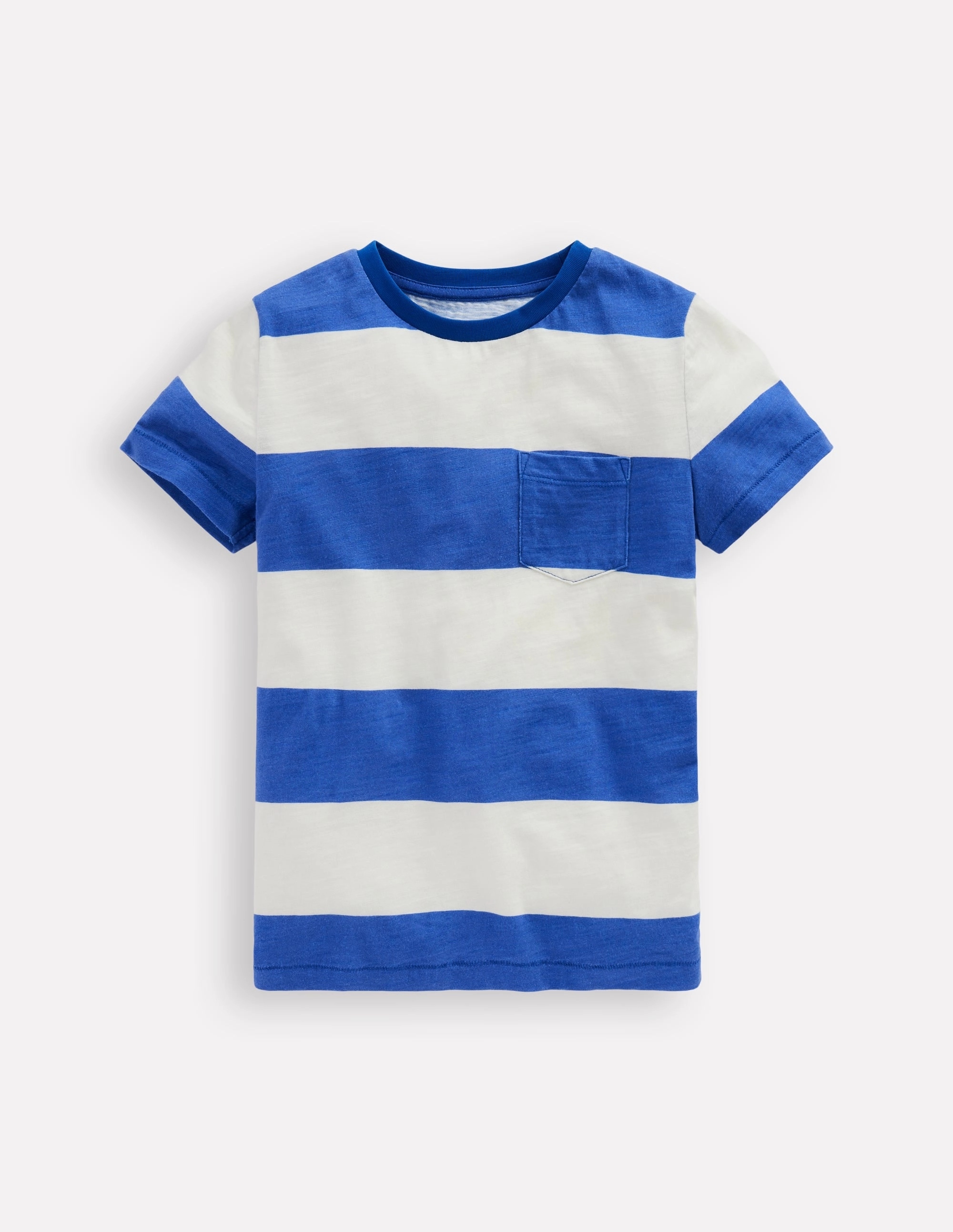 Everyday Short Sleeve T-Shirt-Bright Blue /Soft Ivory Stripe QuickDry Zero Waste Production