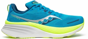 Saucony Hurricane 24 Mens Running Shoes - Blue running with a watch