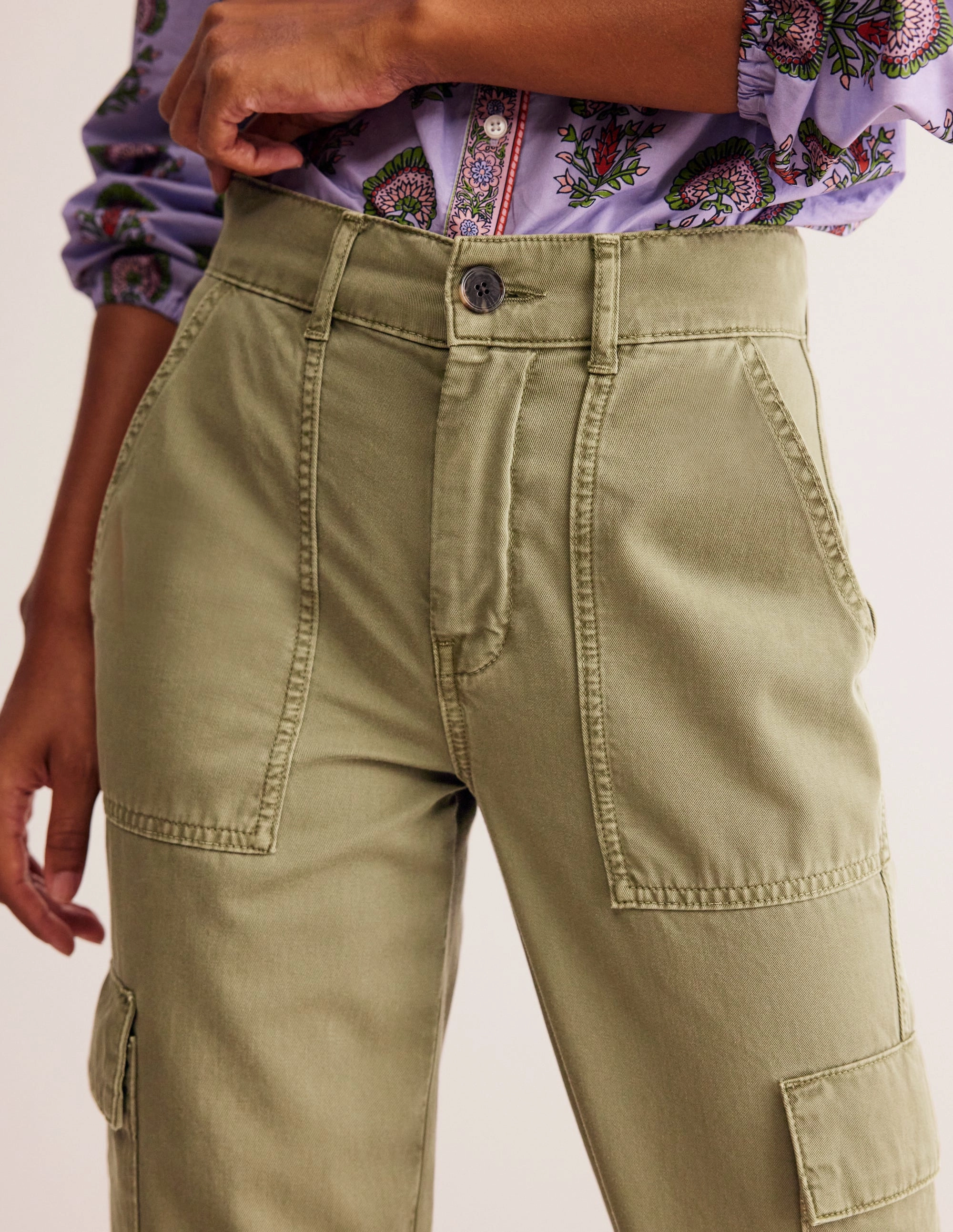 Cargo Trousers-Oregano Stretchable Fabric