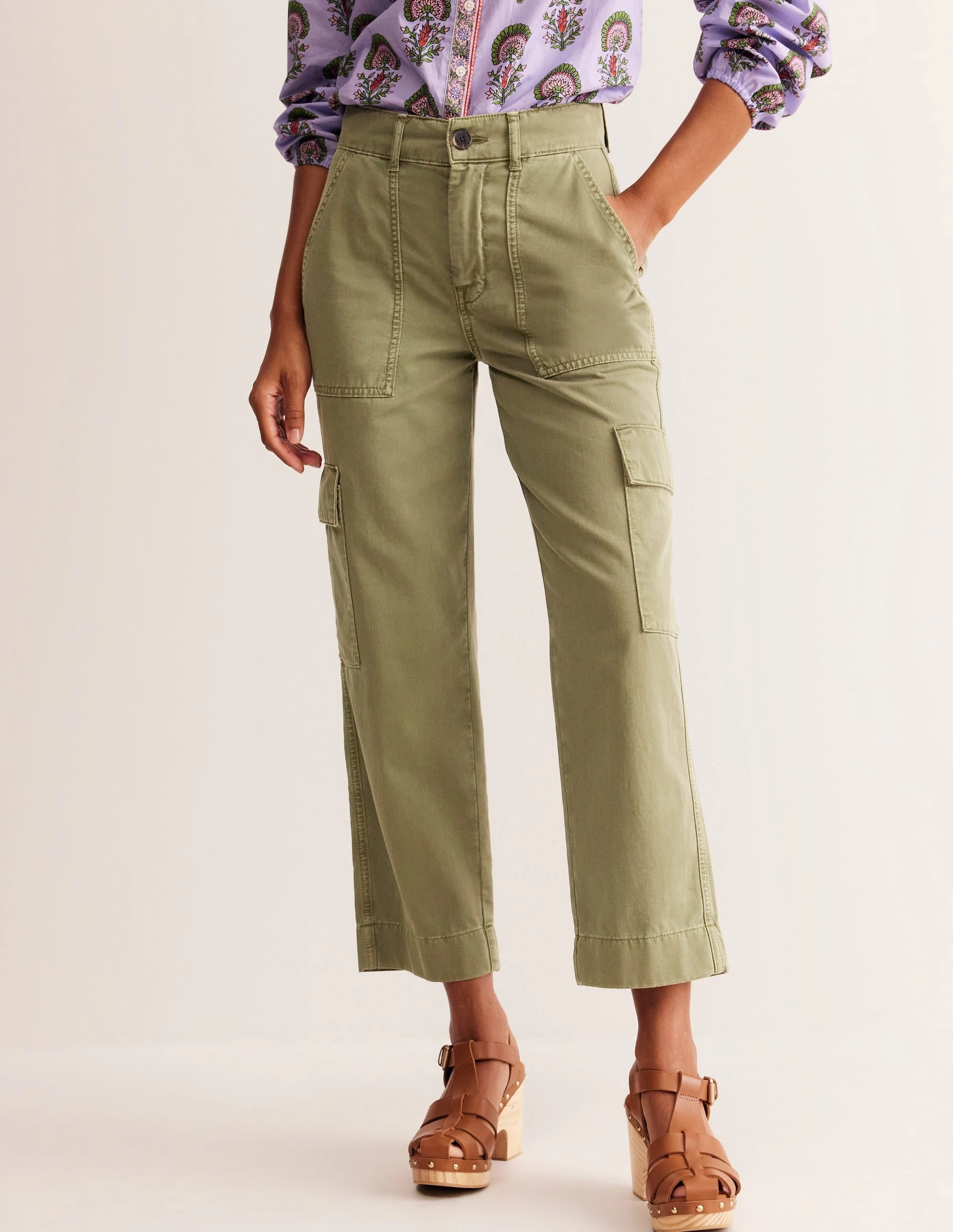 Comfortable Fashion Cargo Trousers-Oregano