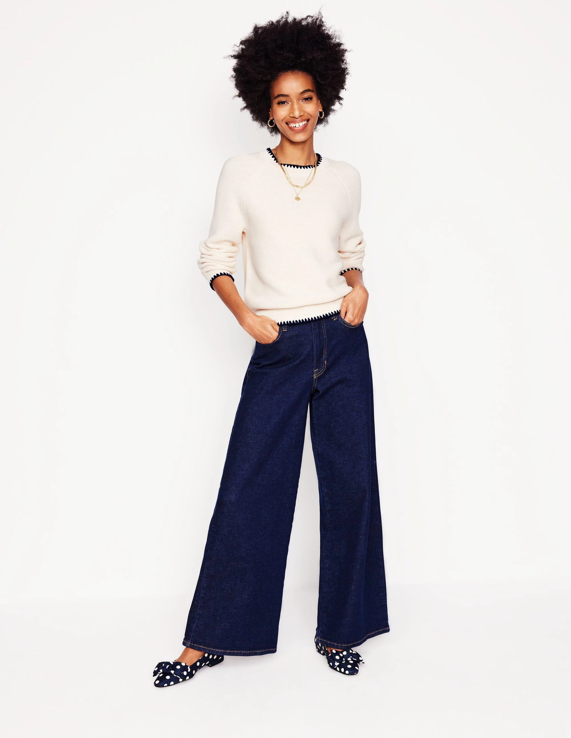 Essential Comfort Minimalist Aesthetic Lena Stitch Detail Jumper-Warm Ivory