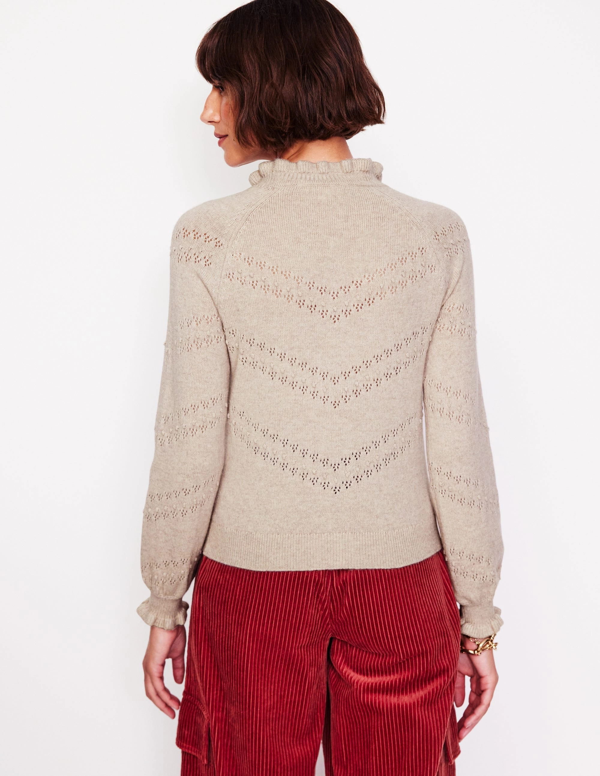 Yearlong Favorite Bonded Seam Reinforcement Fae Embroidered Cardigan-Oatmeal Melange