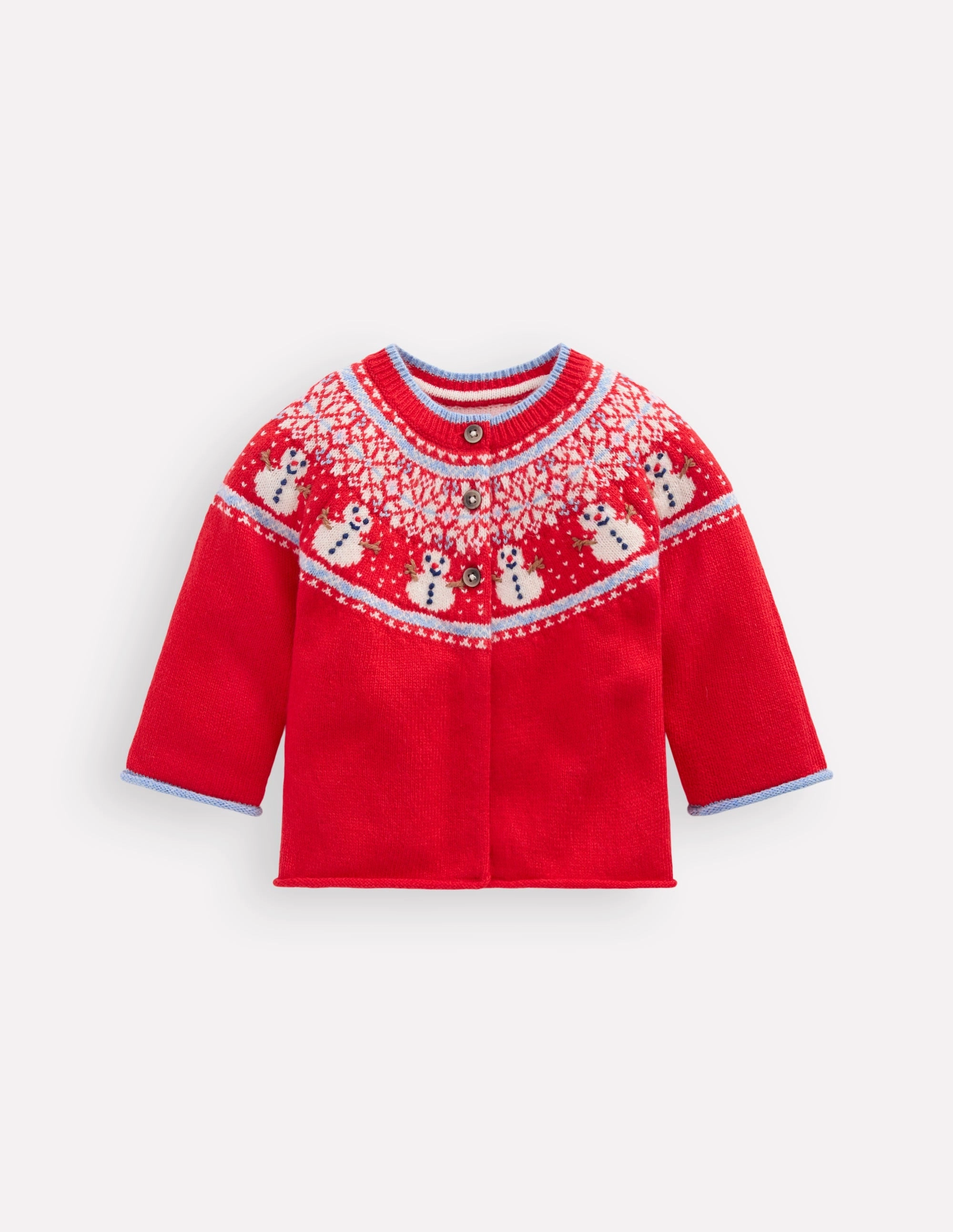 Pure Shape Fair Isle Cardigan-Poppy Red Snowman