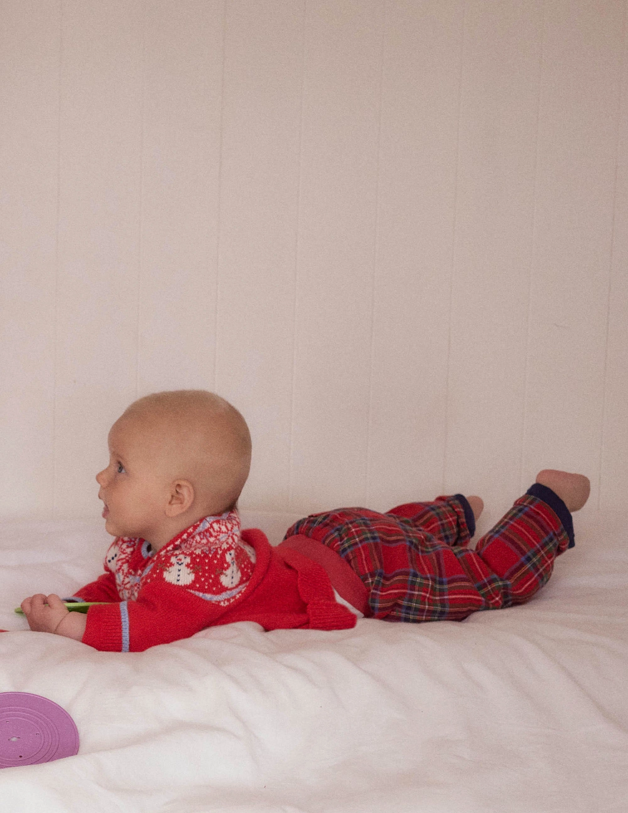 Fair Isle Cardigan-Poppy Red Snowman Weekend Comfort