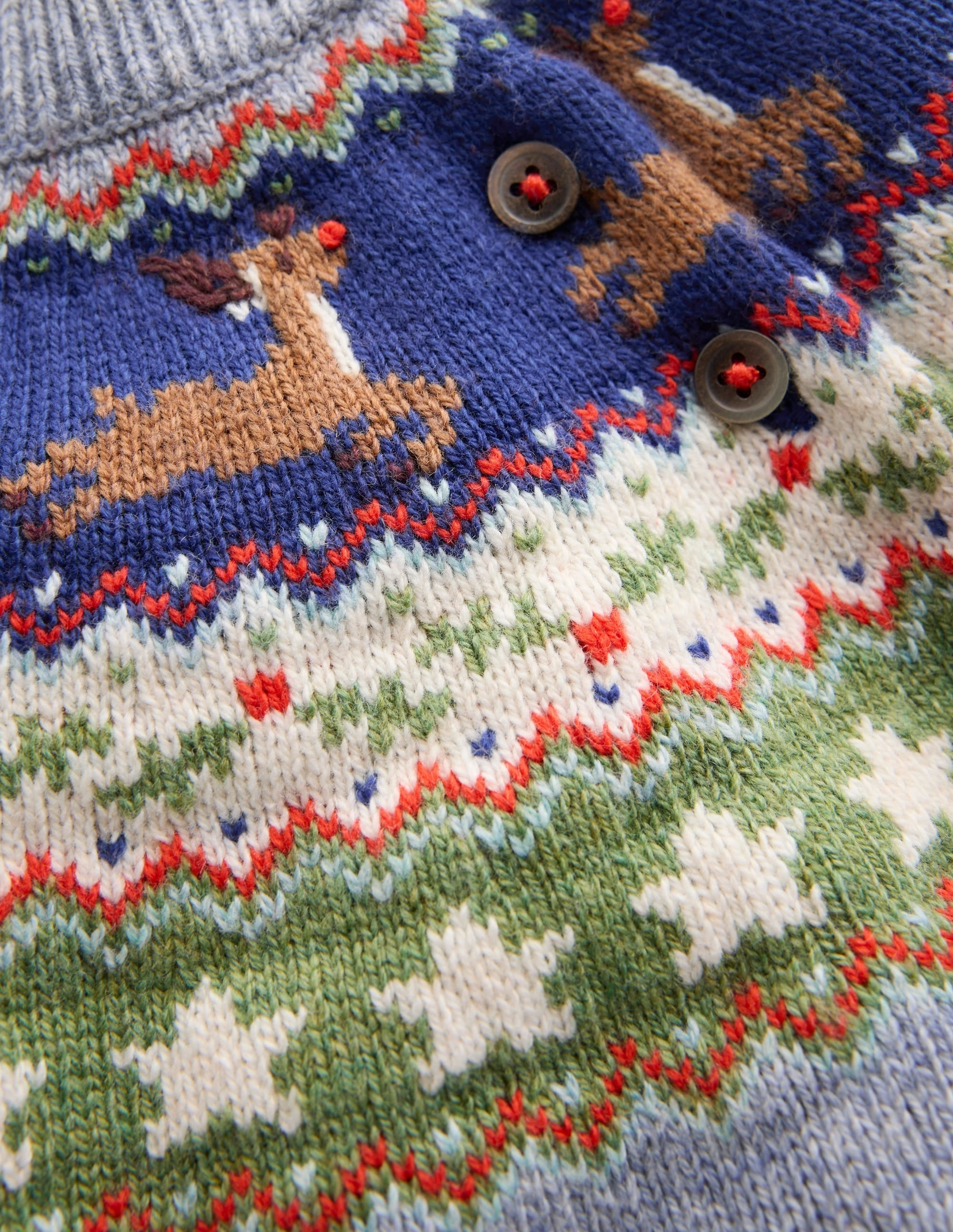 Fair isle Jumper-Blue Festive Reindeer Odor Resistant Urban Ready