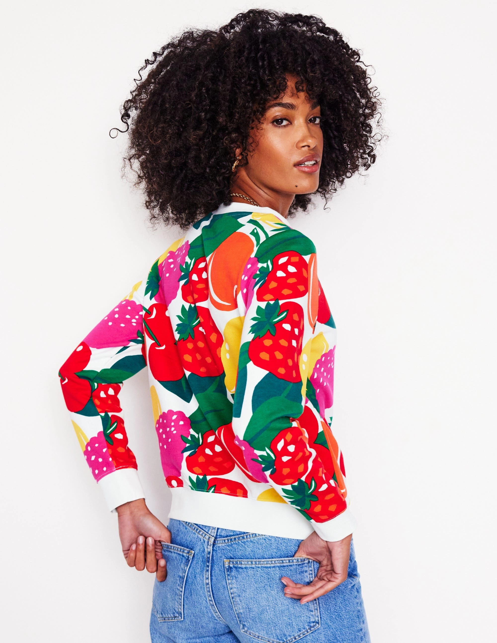 Hannah Printed Sweatshirt-Multi, Summer Fruits Lightweight Fashion