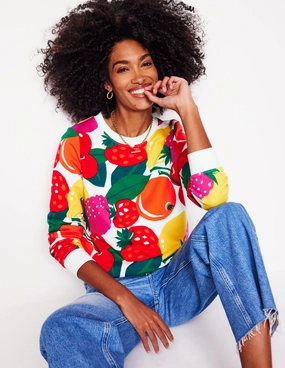 Hannah Printed Sweatshirt-Multi, Summer Fruits Minimalistic Wear Sporty Stretch Fit