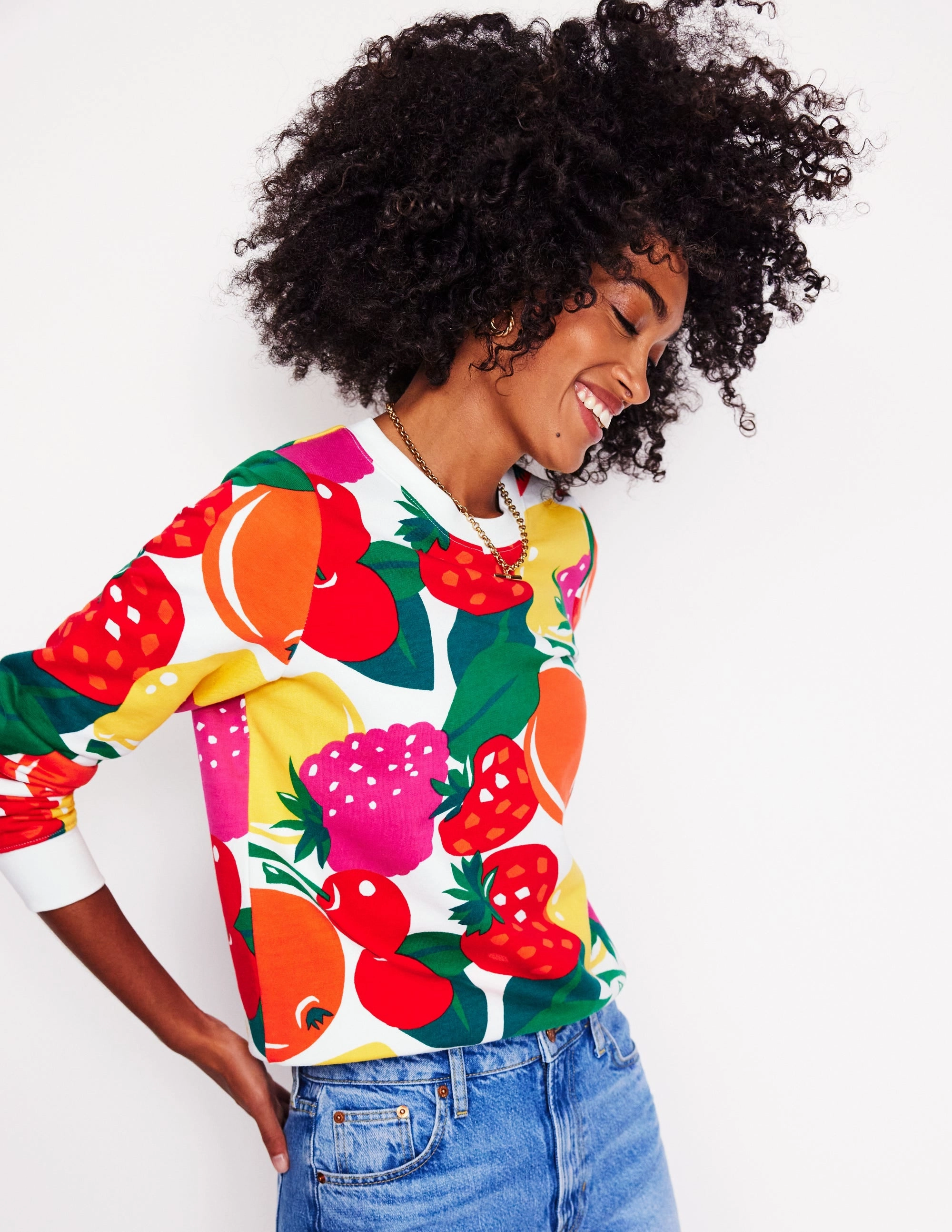 Casual Vibes Formal Occasion Hannah Printed Sweatshirt-Multi, Summer Fruits