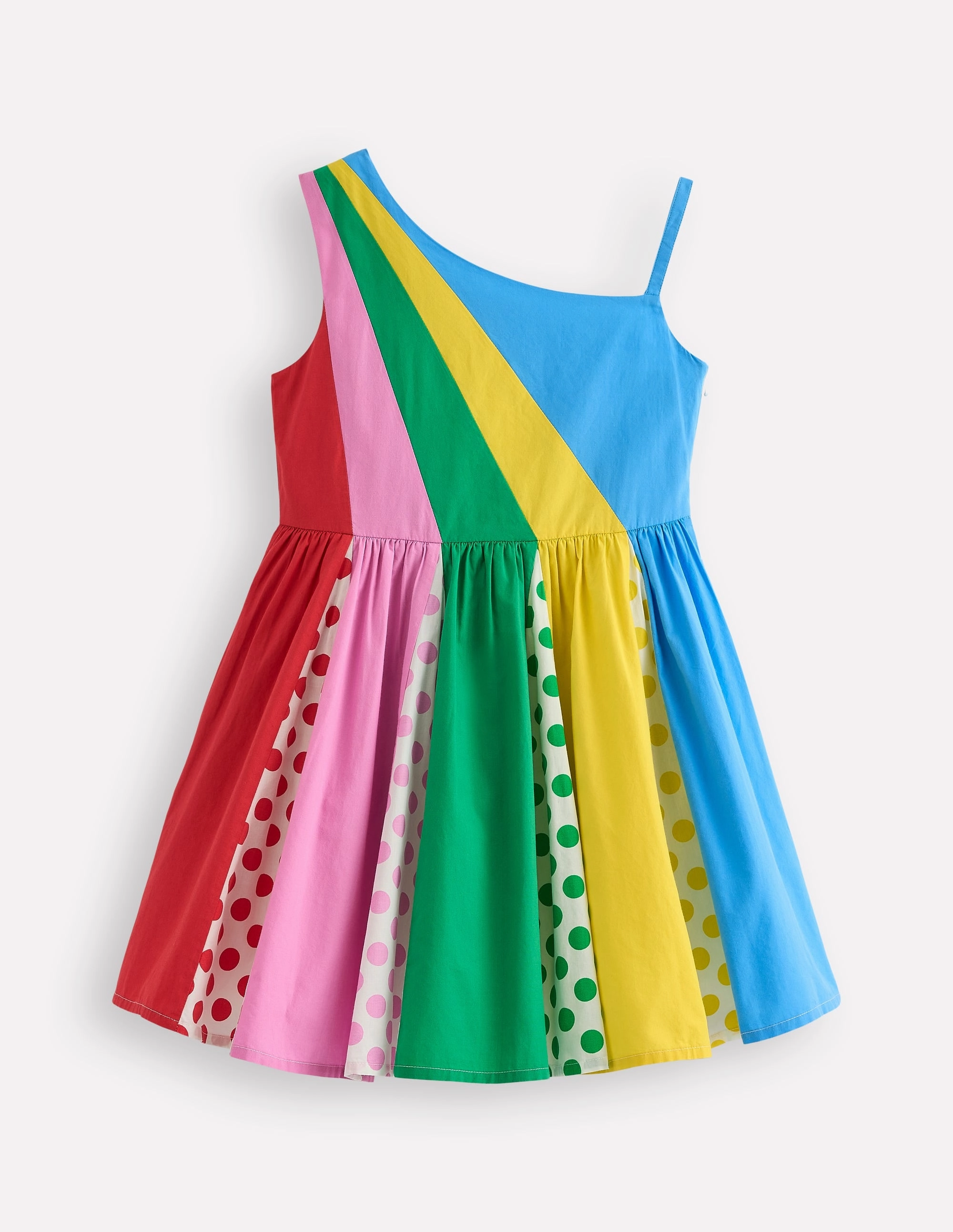 One Shoulder Woven Dress-Multi Spot Modern Movement Relax Layers