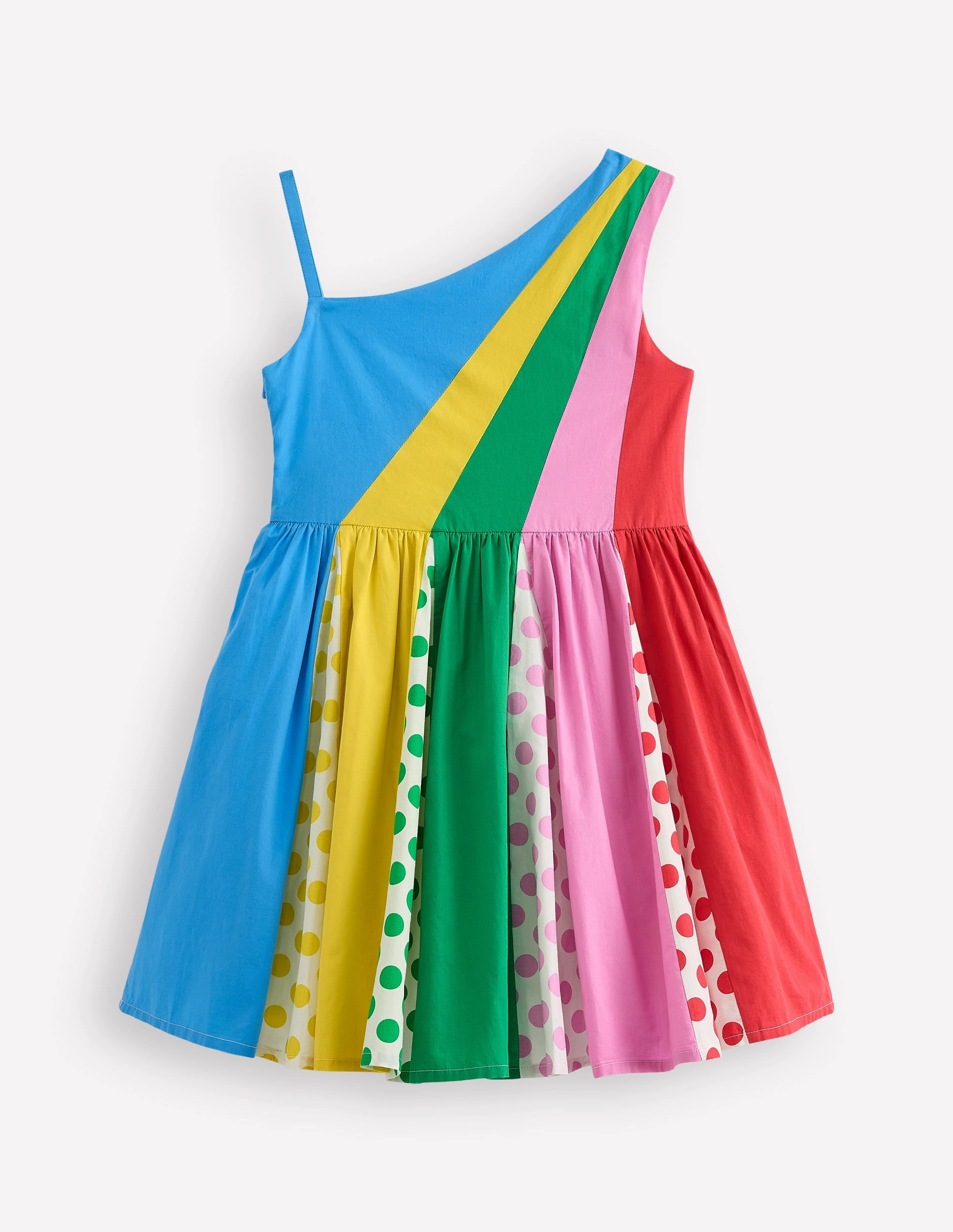 Flower Soft One Shoulder Woven Dress-Multi Spot