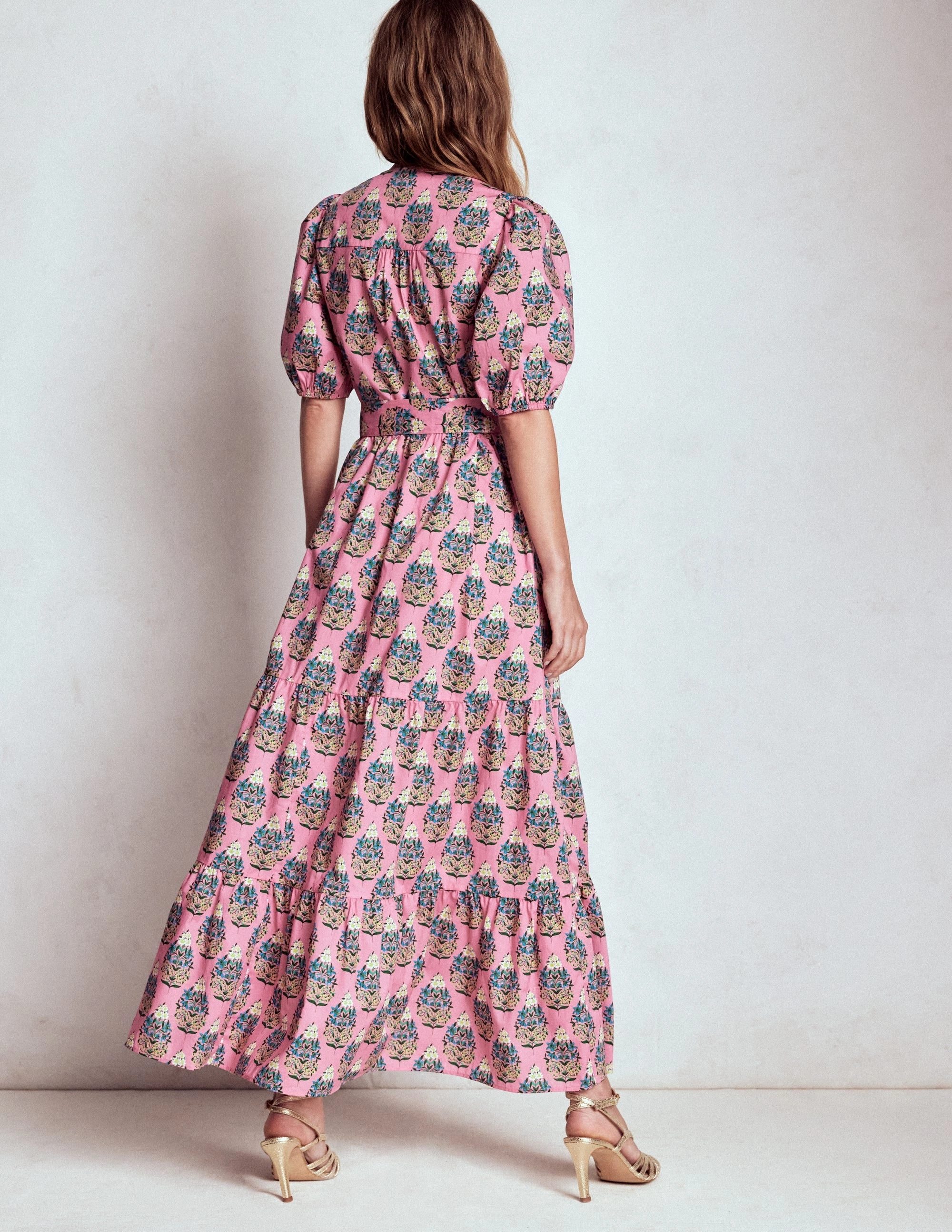 Christabel Cotton Midi Dress-Pink, Wildflower Bouquet Machine-washable Perfect Style Wear