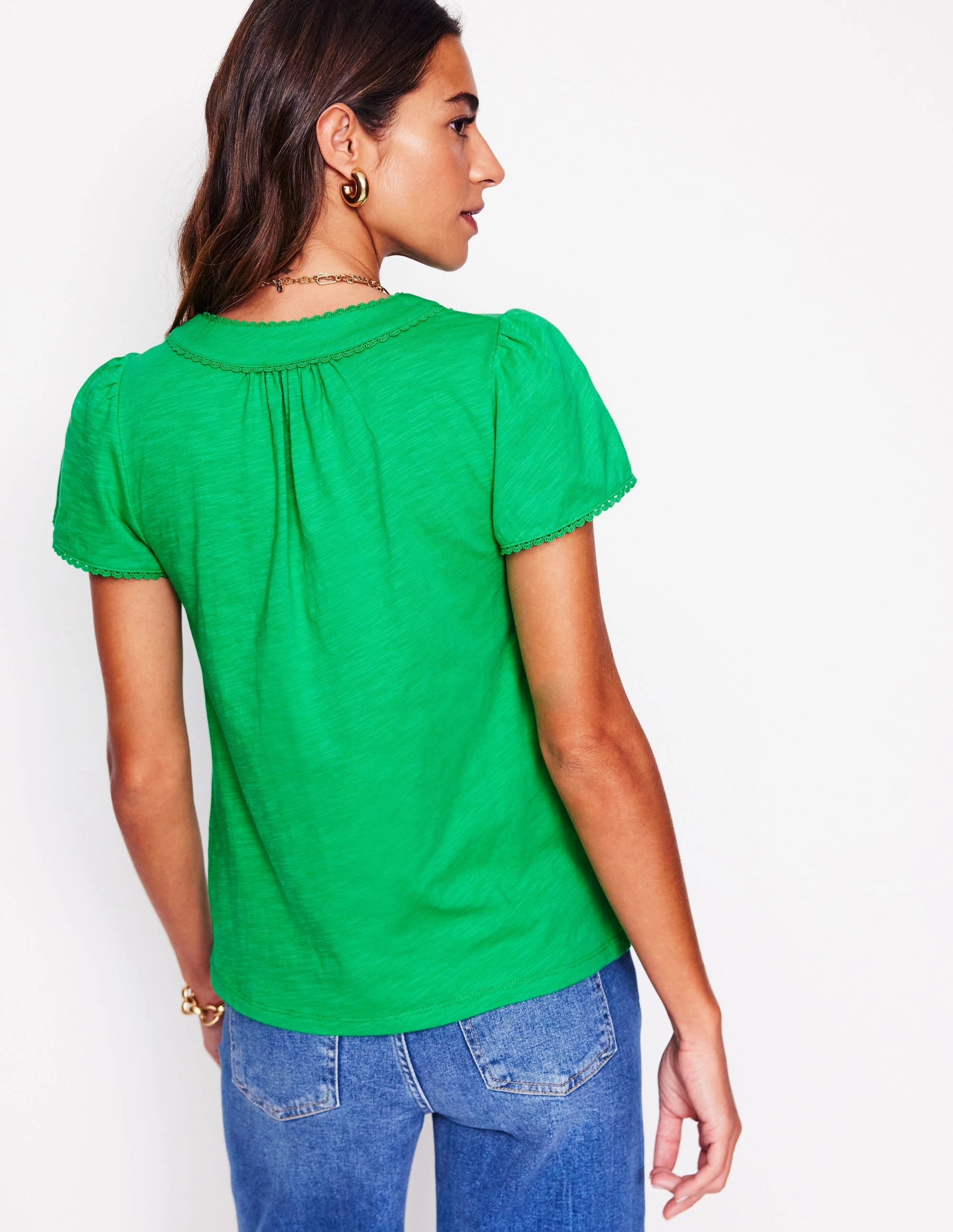 Casual Layering Wear Ava Short Sleeve Top-Sapling Green