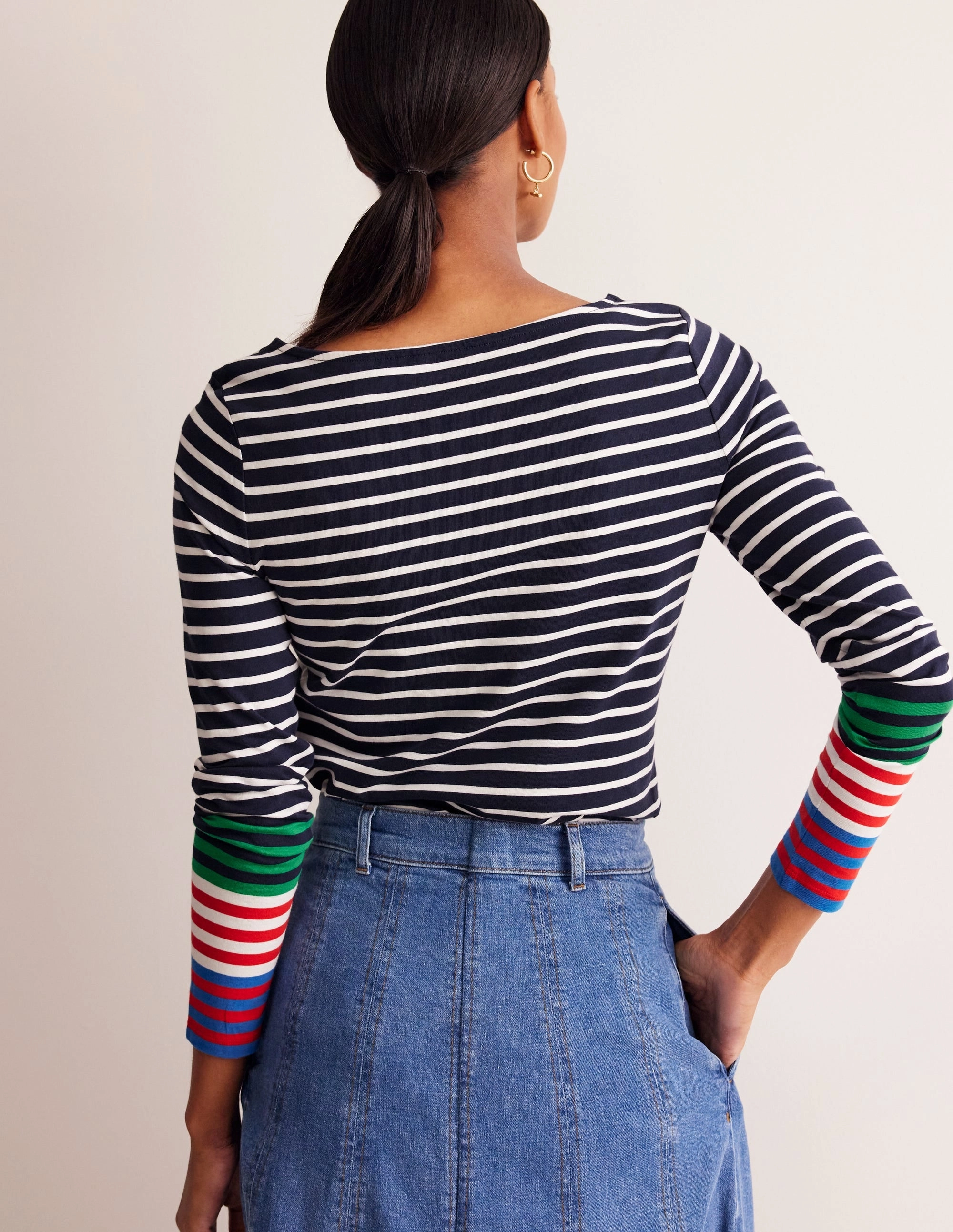 Comfy Look Ella Long Sleeve Breton-French Navy, Ivory Multi Cuff