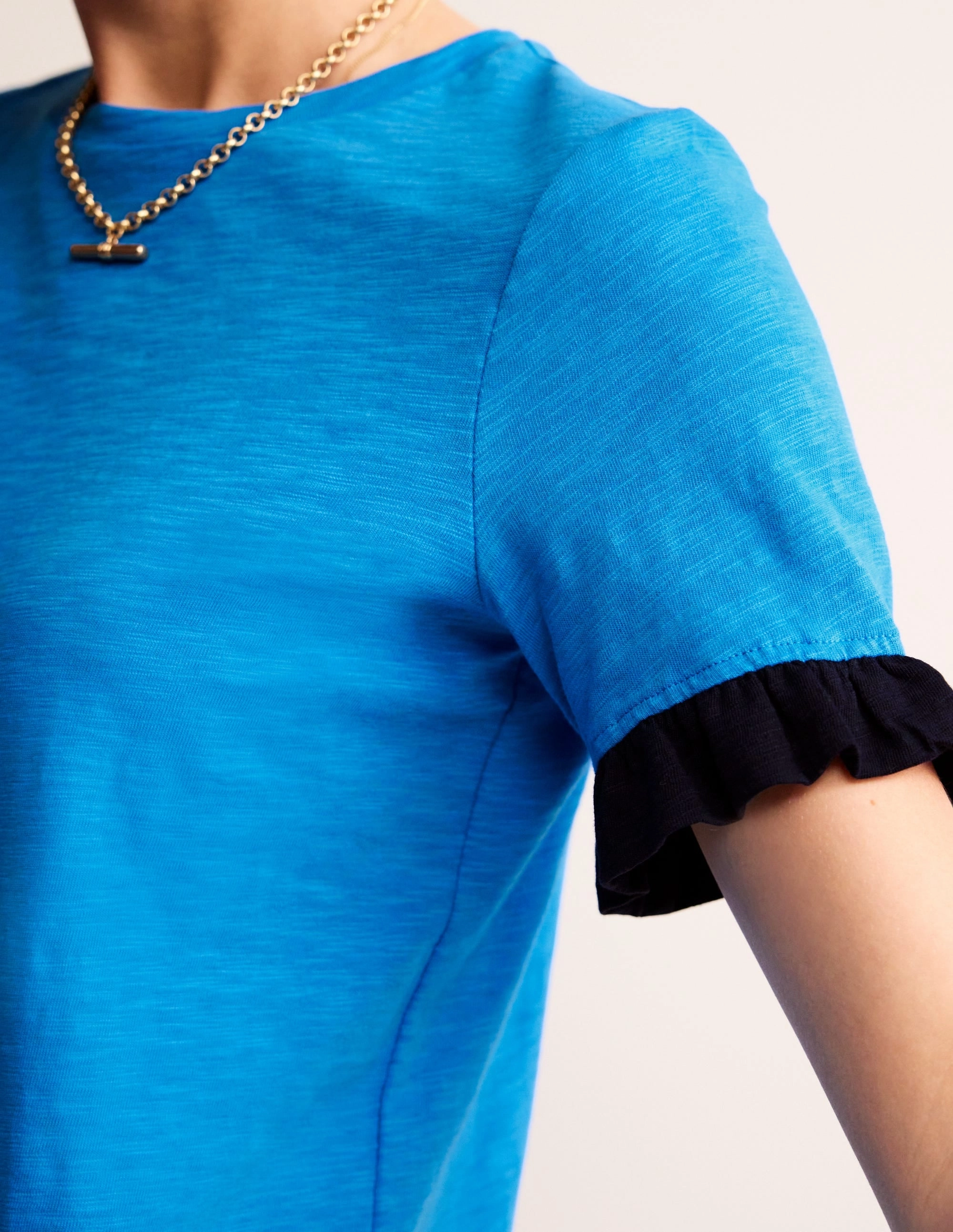 Air Beauty Emily Ruffle Cotton Dress-Brilliant Blue