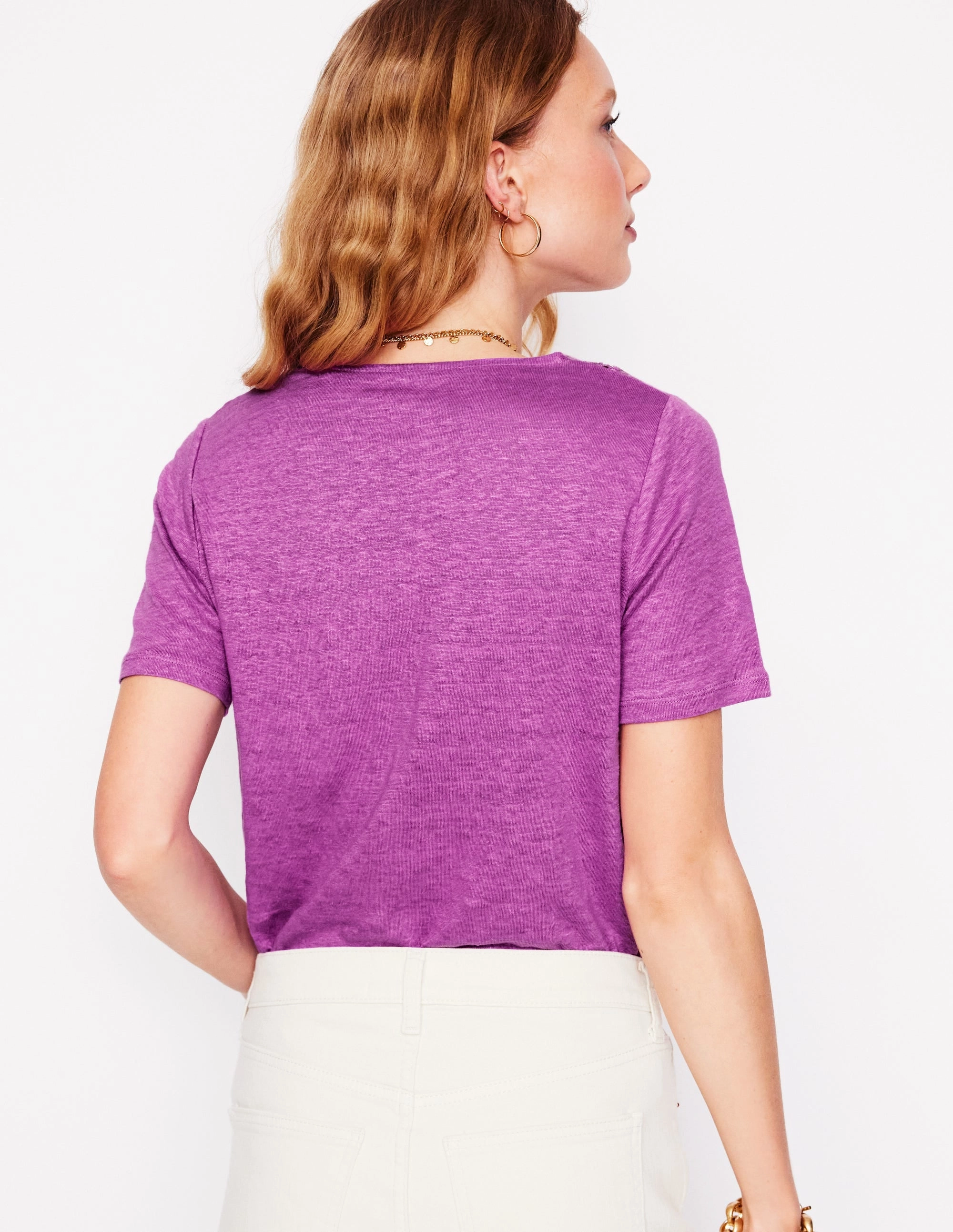 Reversible Design Concept Sporty Comfort Wear Lace Trim Linen T-shirt-Liatris