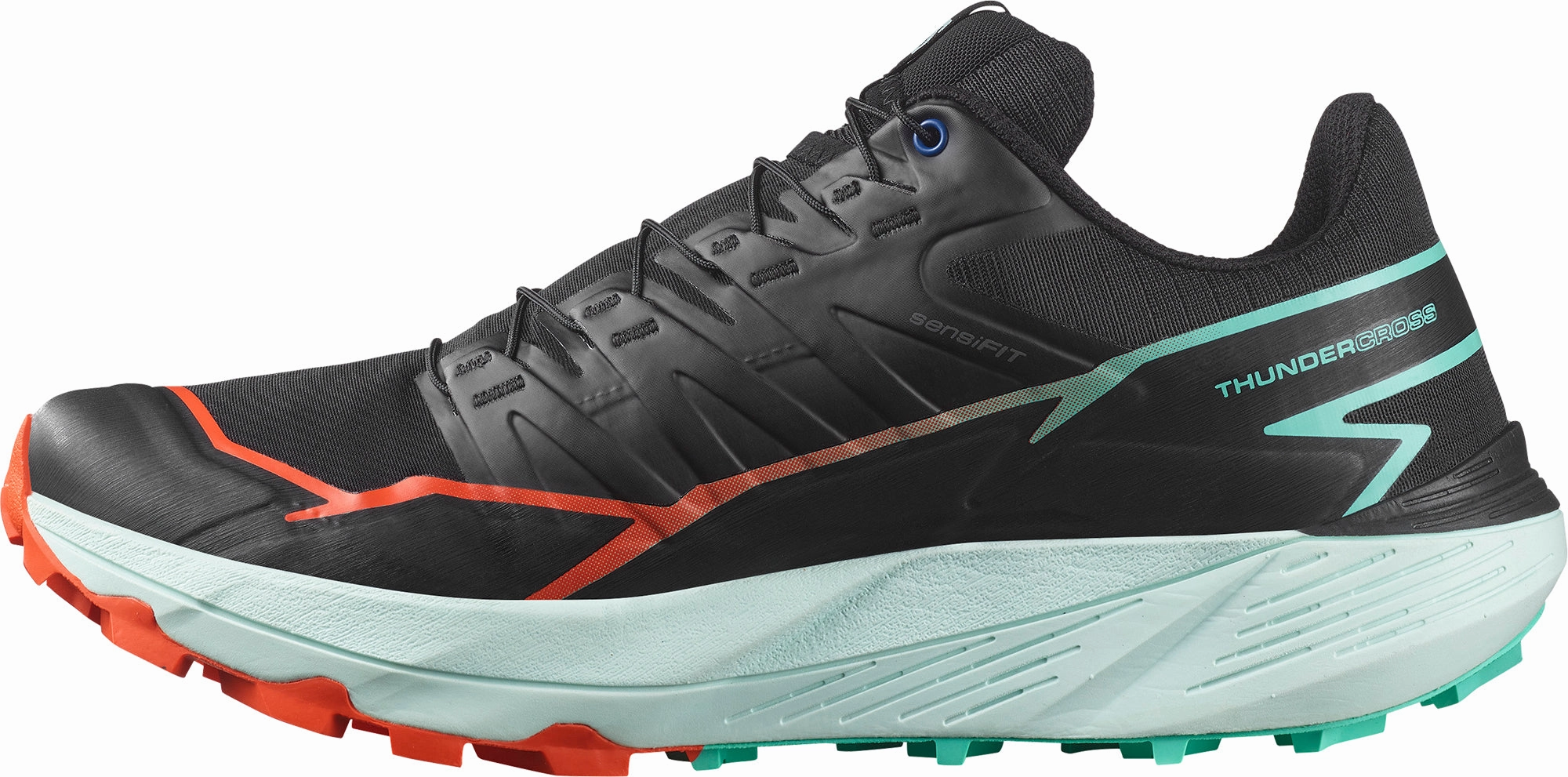 Retro - style Asymmetric Lace Design Salomon Thundercross Mens Trail Running Shoes - Black