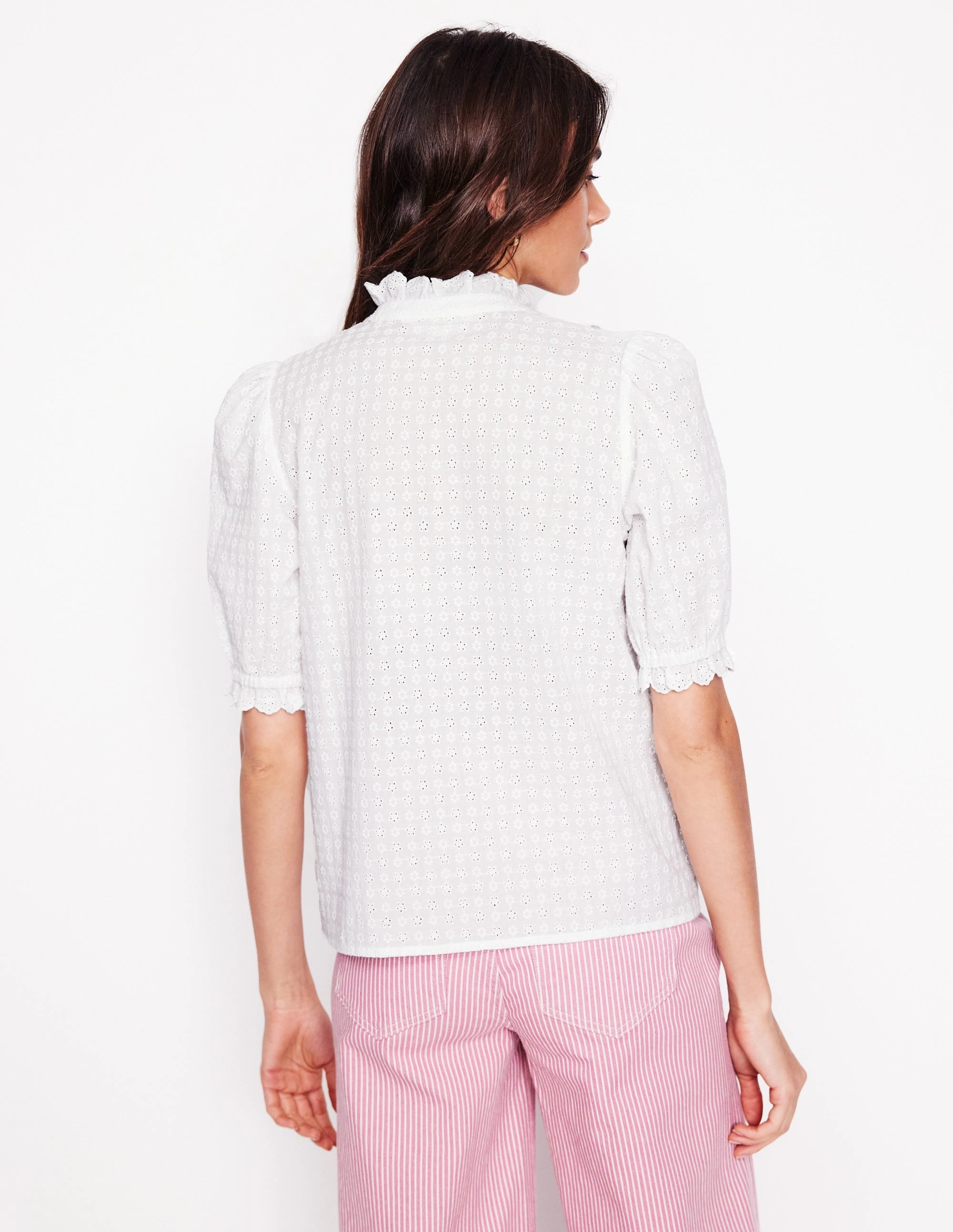 Feminine Cotton Blouse-White Spring Freshness Light Style