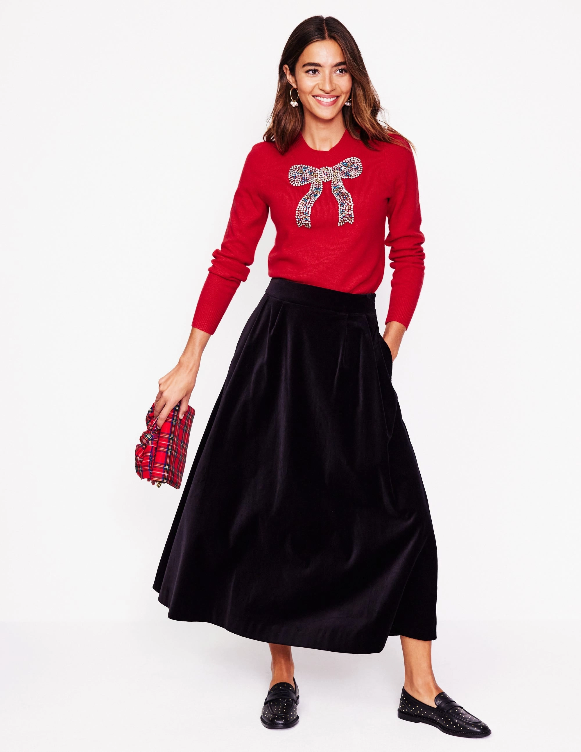 Non Restrictive Fenella Embellished Jumper-Rouge Red