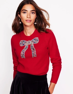 Fenella Embellished Jumper-Rouge Red Daily Casual Style