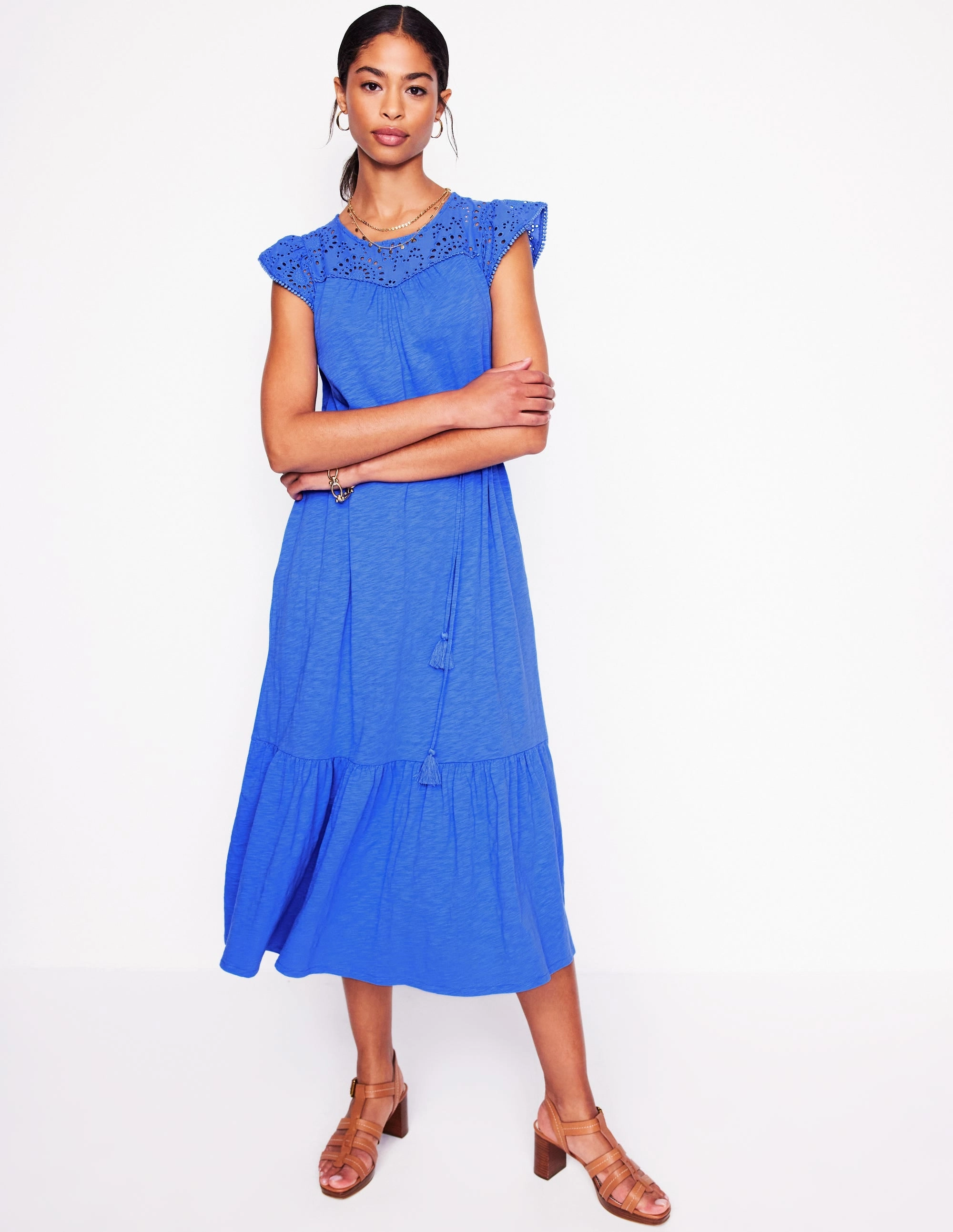 Casual Edge Juliet Broderie Midi Dress-Gallery Blue