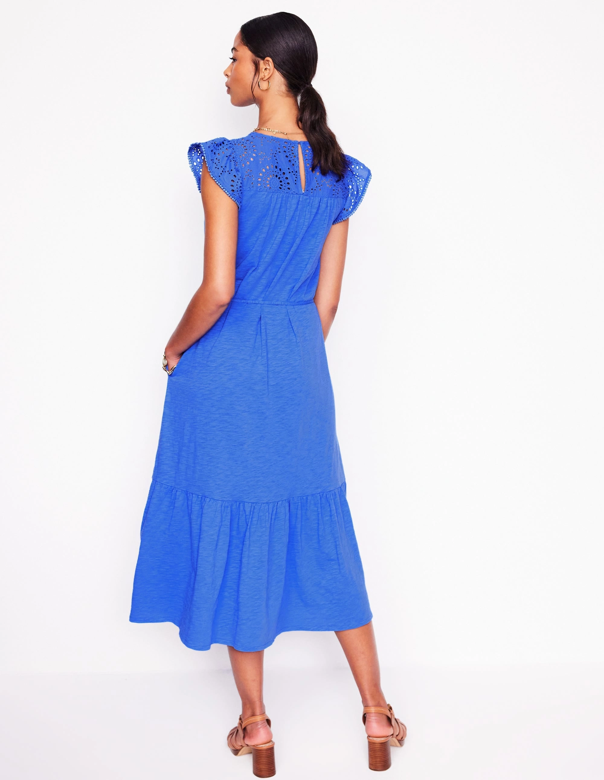 Contemporary Fit Smooth Shape Juliet Broderie Midi Dress-Gallery Blue