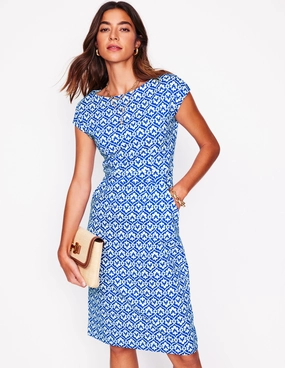 Florrie Jersey Dress-Gallery Blue, Ivy Trellis Pure Stitch Coffee Break